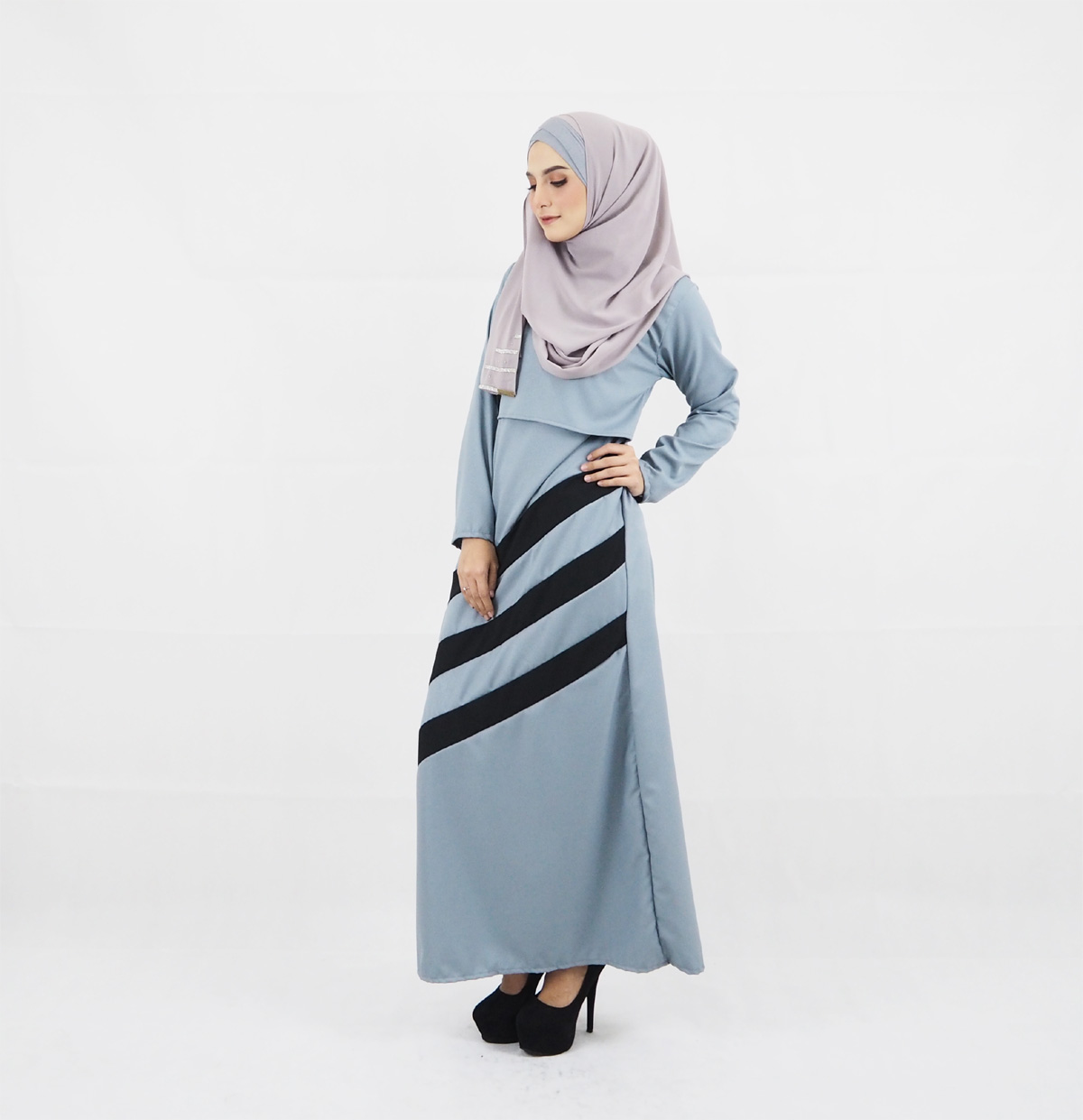 SW4116 Breastfeeding Jubah Dress Grey