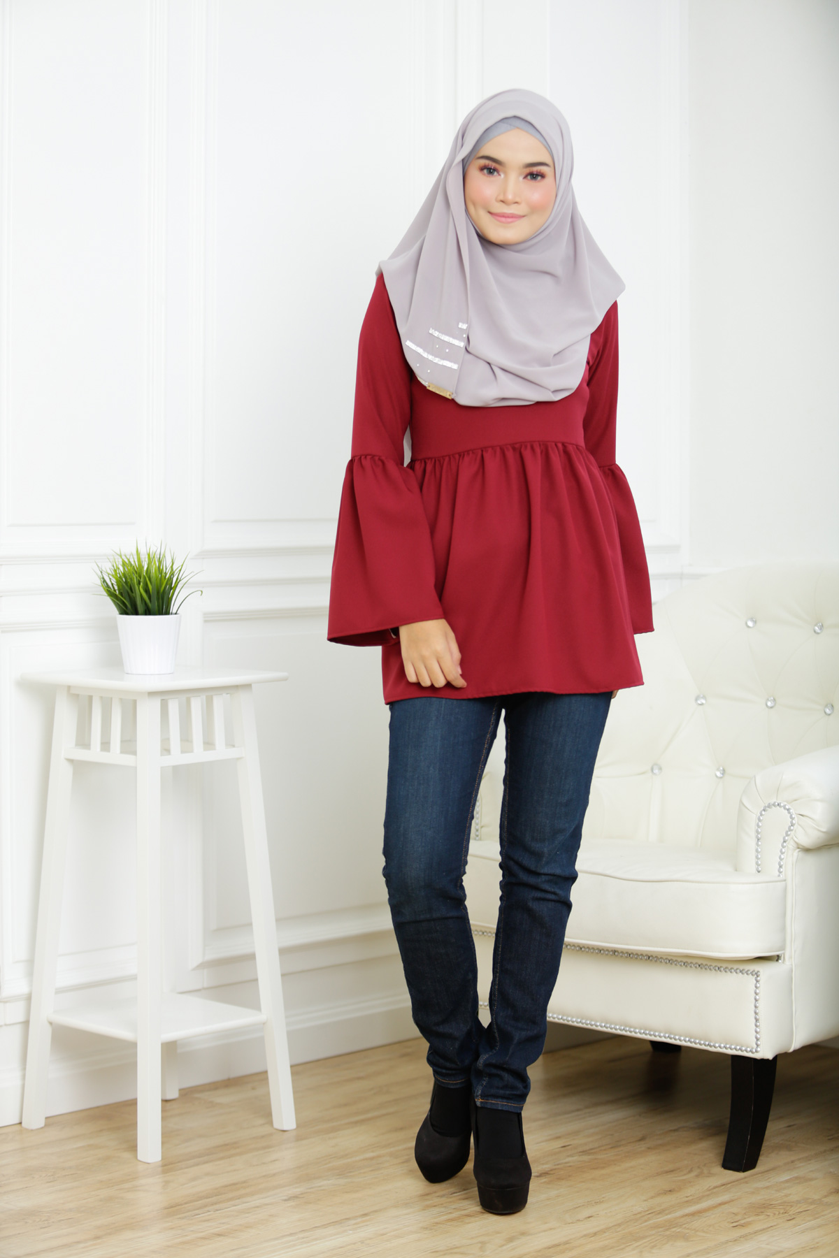 SW4126 Breastfeeding Blouse Maroon