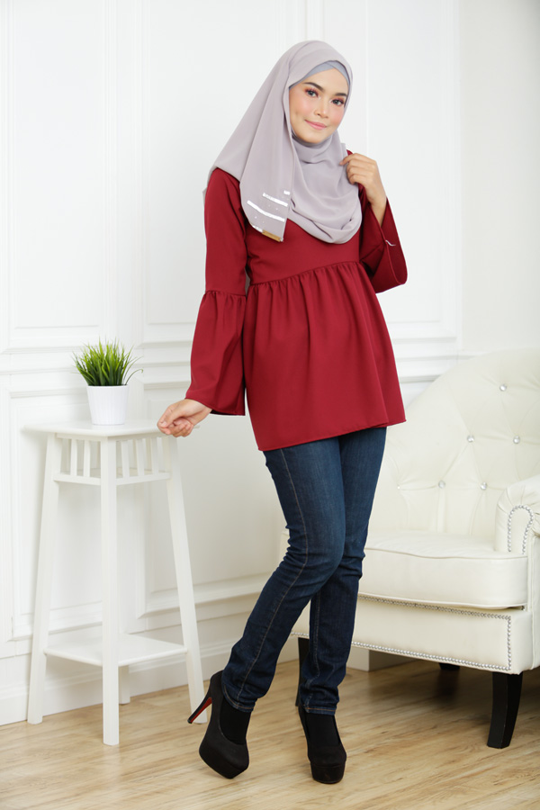 SW4126 Breastfeeding Blouse Maroon