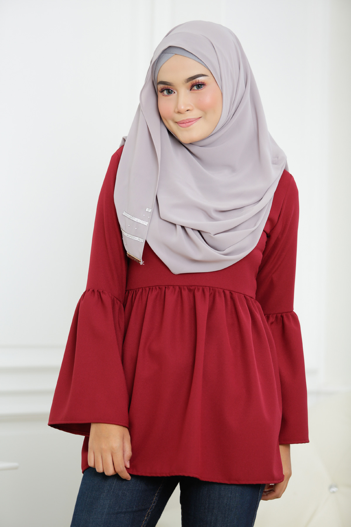 SW4126 Breastfeeding Blouse Maroon