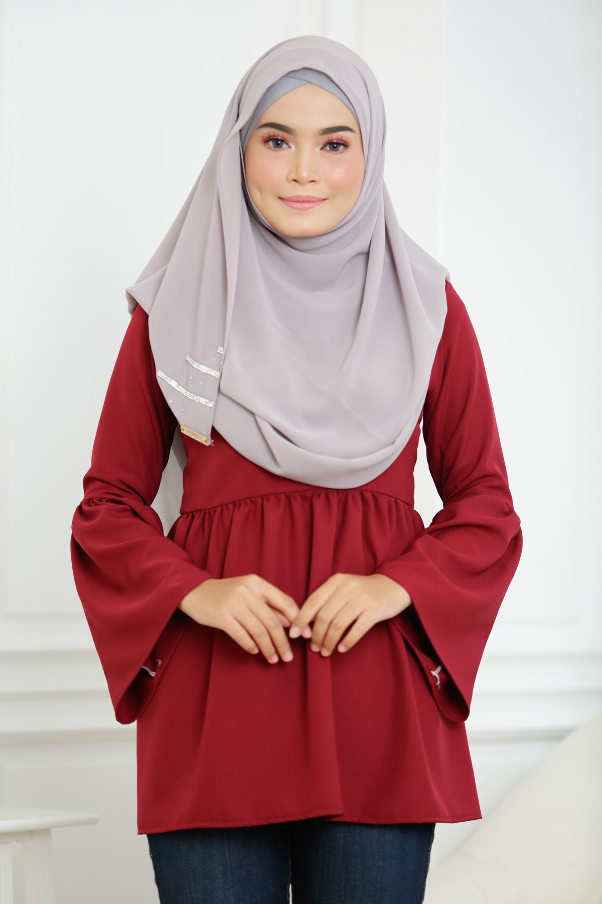 SW4126 Breastfeeding Blouse Maroon