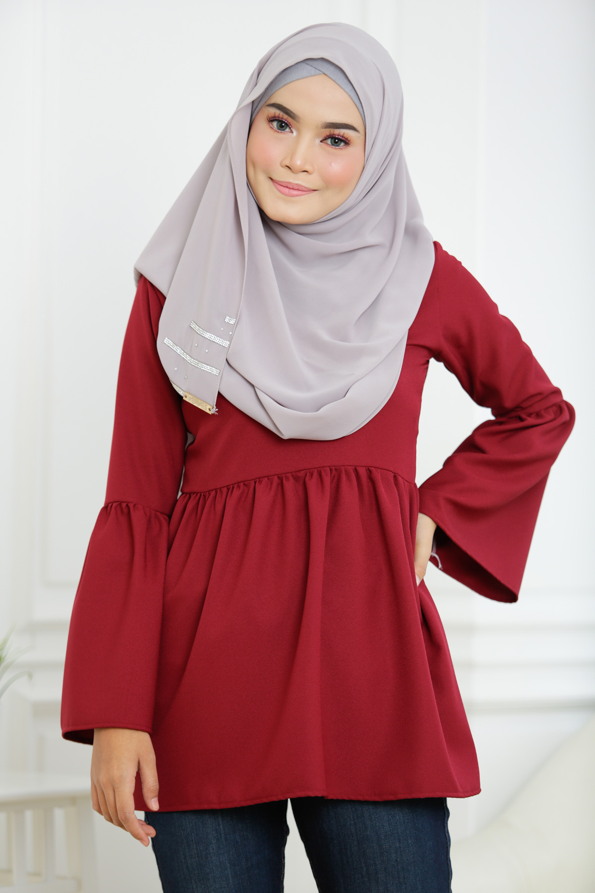 SW4126 Breastfeeding Blouse Maroon