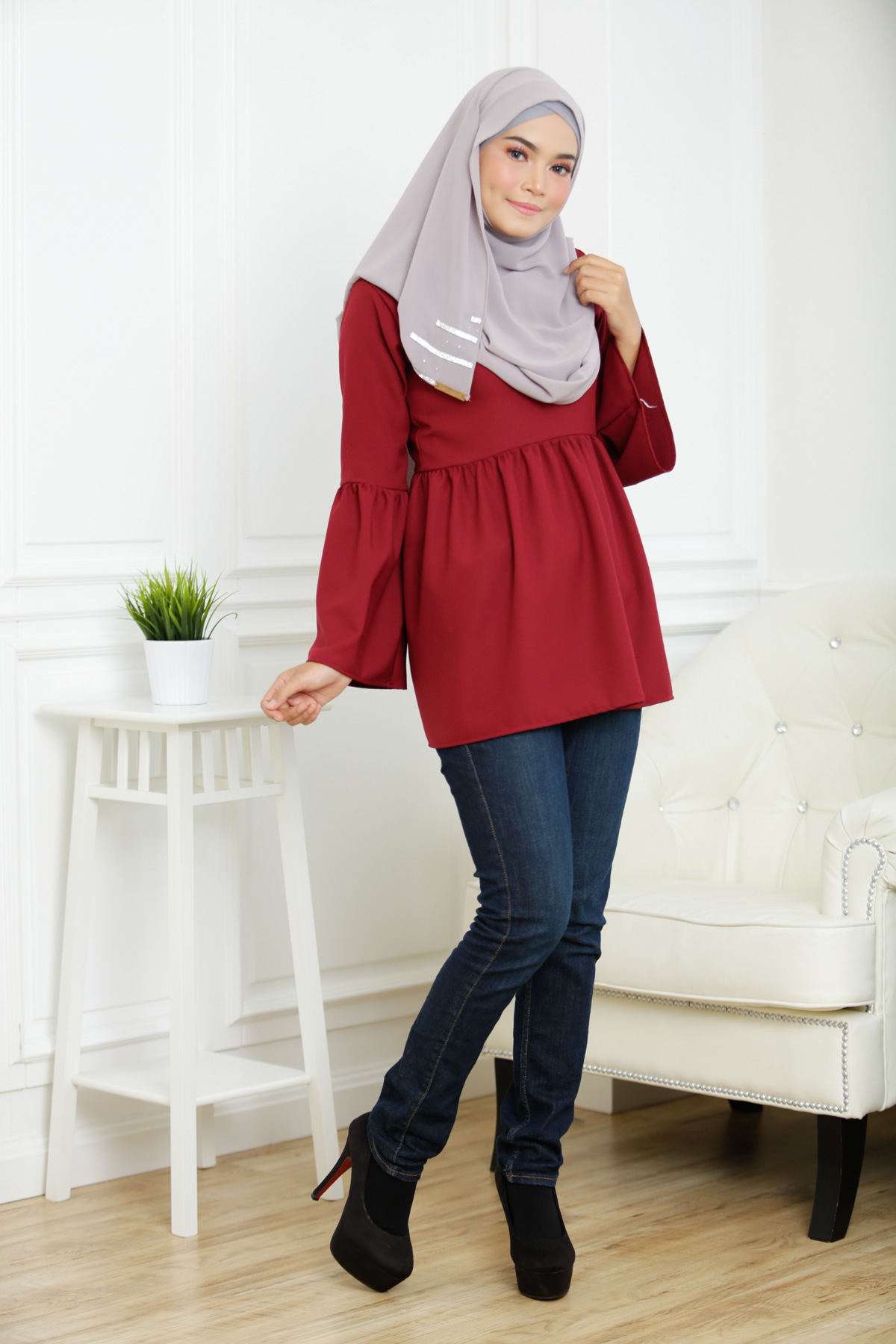 SW4126 Breastfeeding Blouse Maroon