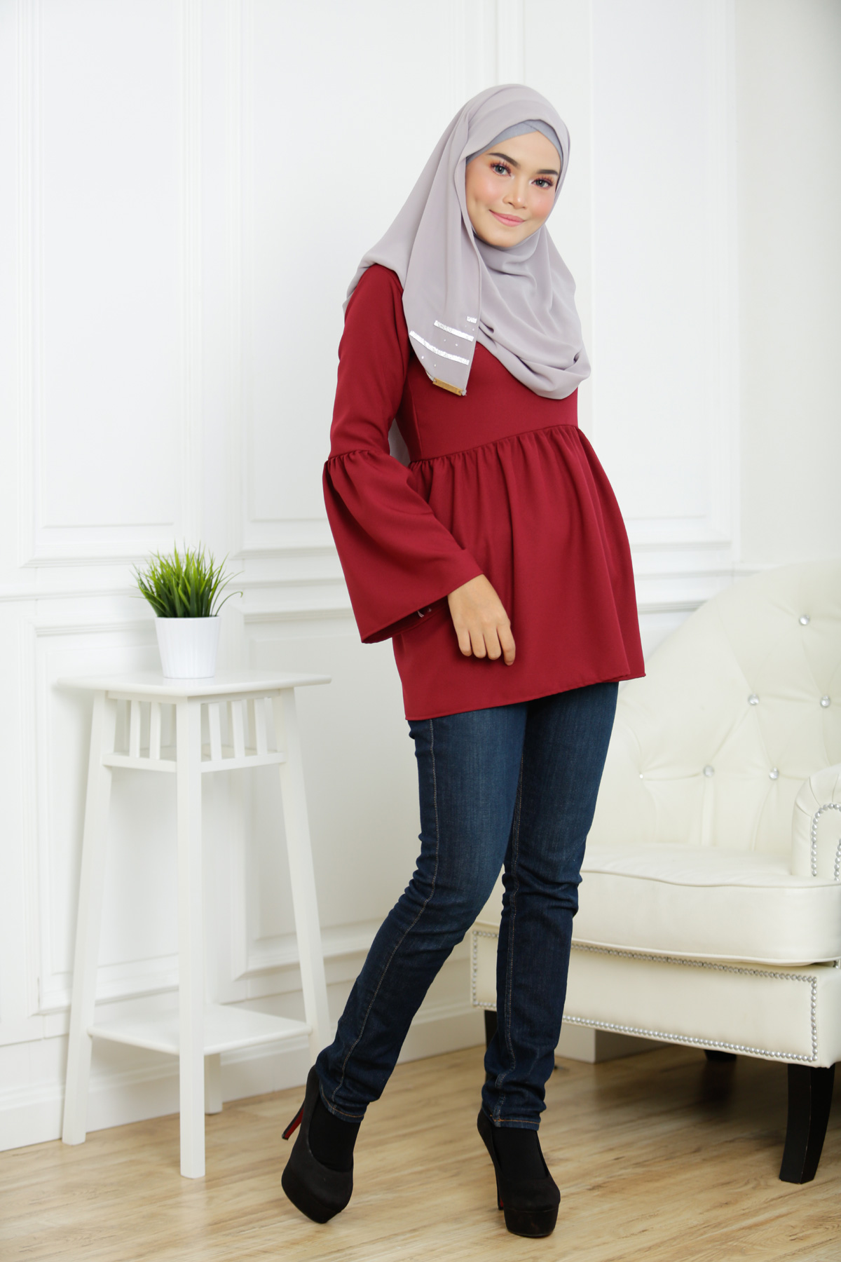 SW4126 Breastfeeding Blouse Maroon