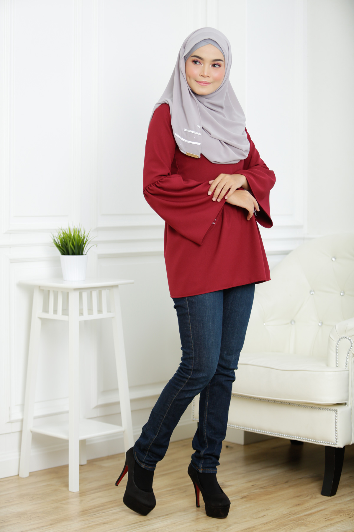 SW4126 Breastfeeding Blouse Maroon