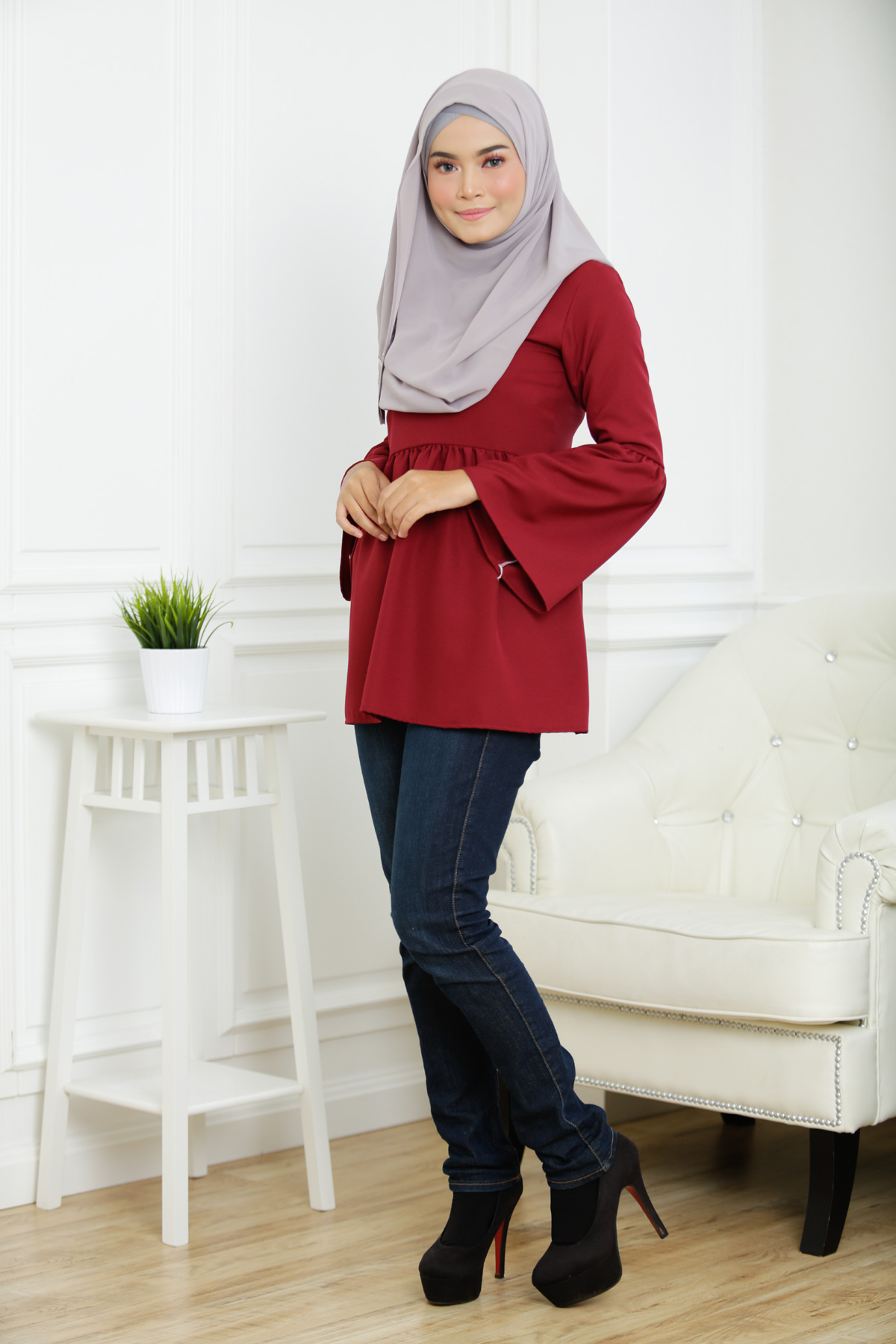 SW4126 Breastfeeding Blouse Maroon