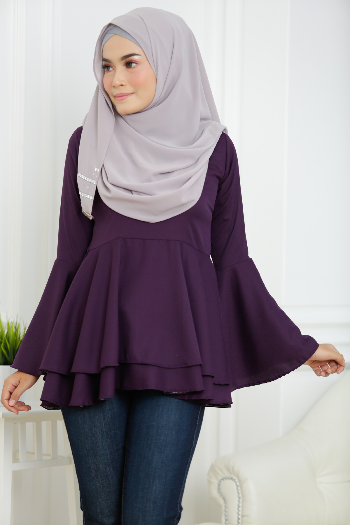 SW4129 Breastfeeding Blouse Purple