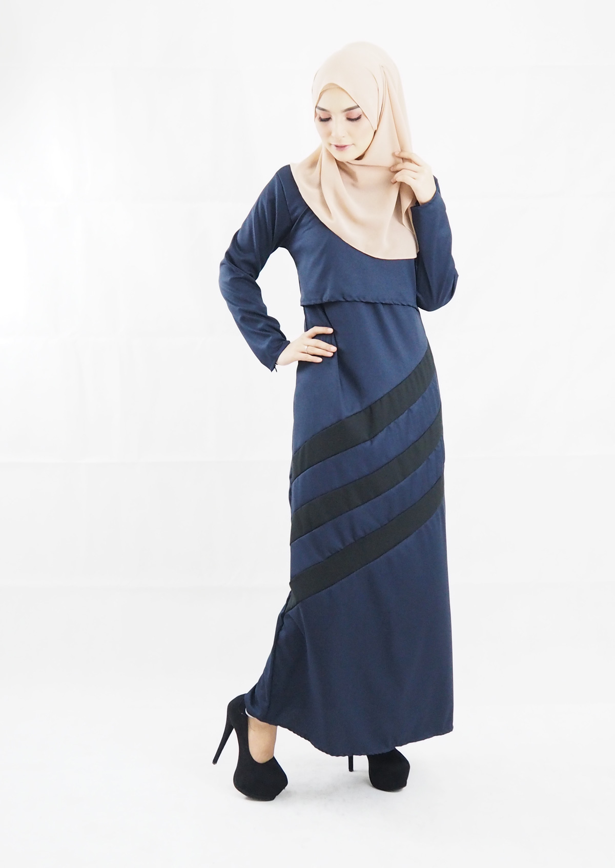 SW4142 Plus Size Breastfeeding Jubah Blue
