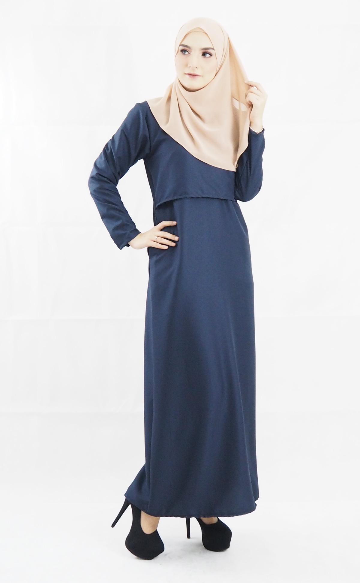 SW4144 Plus Size Breastfeeding Jubah Blue