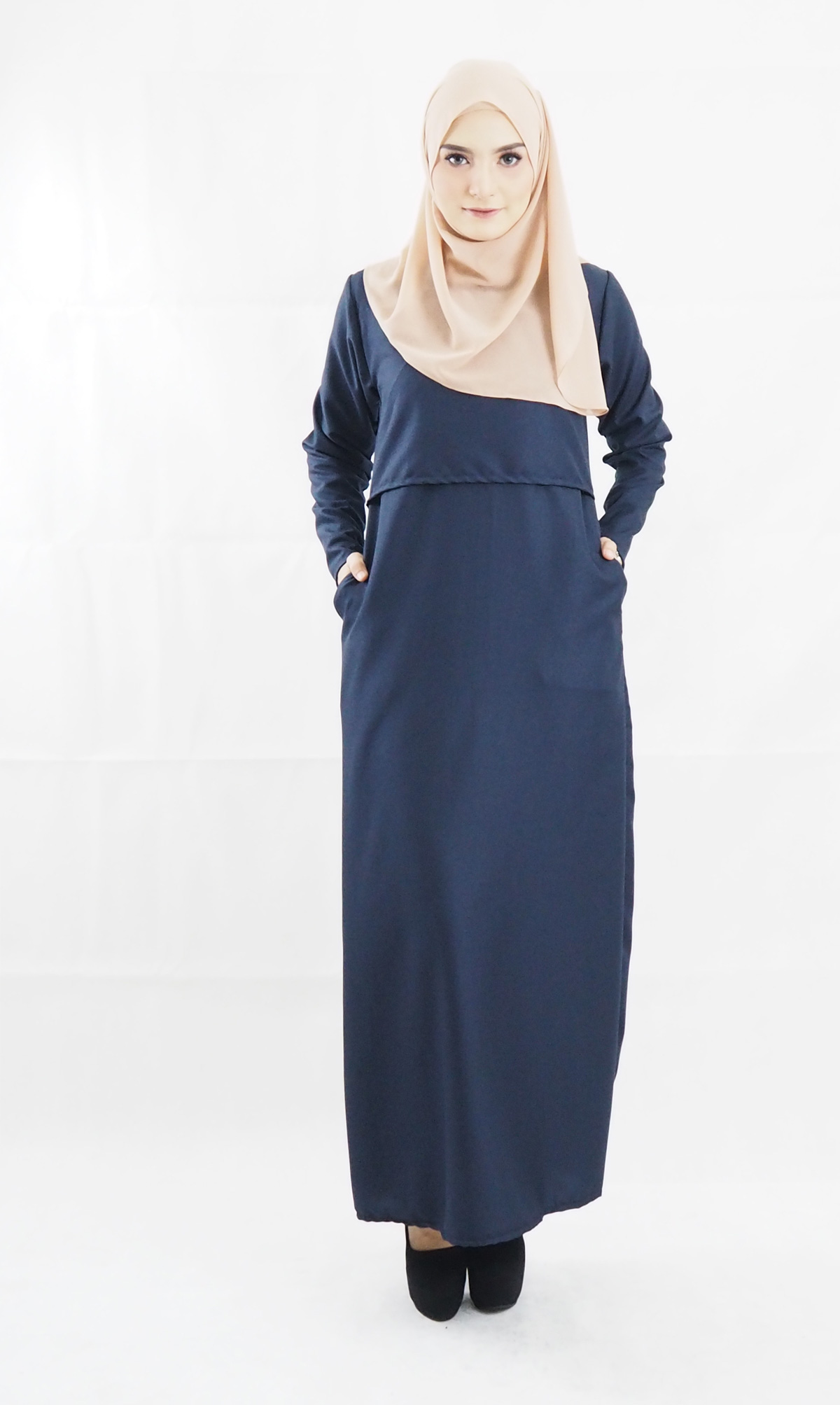 SW4144 Plus Size Breastfeeding Jubah Blue