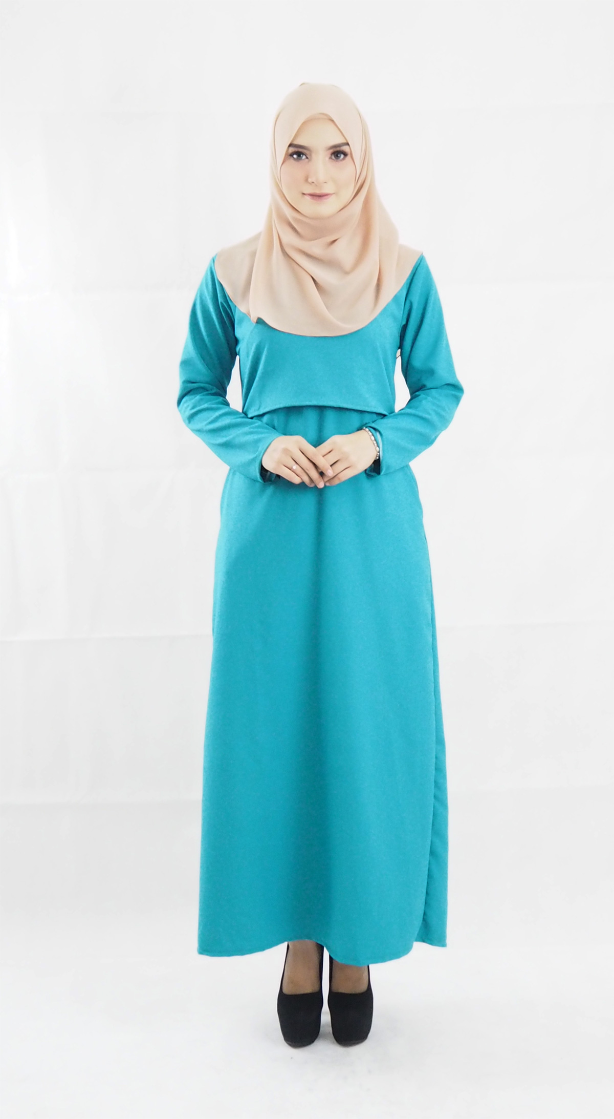 SW4147 Plus Size Breastfeeding Jubah Blue