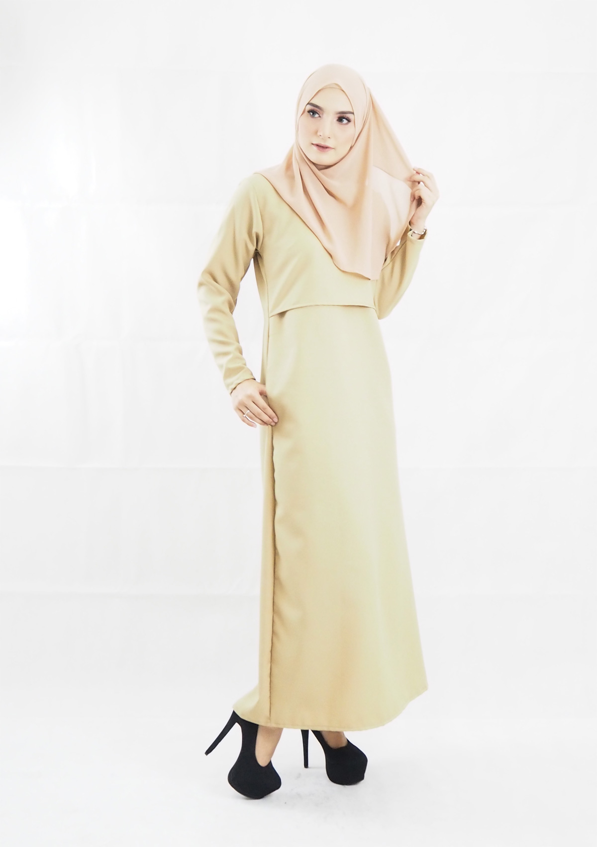 SW4149 Plus Size Breastfeeding Jubah Brown
