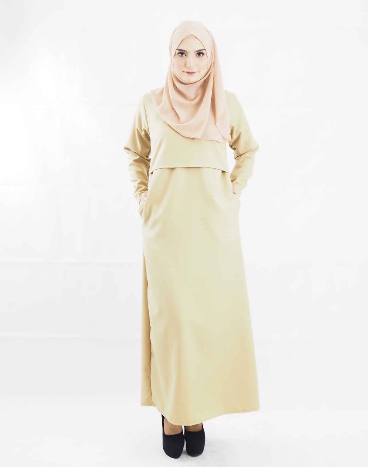 SW4149 Plus Size Breastfeeding Jubah Brown