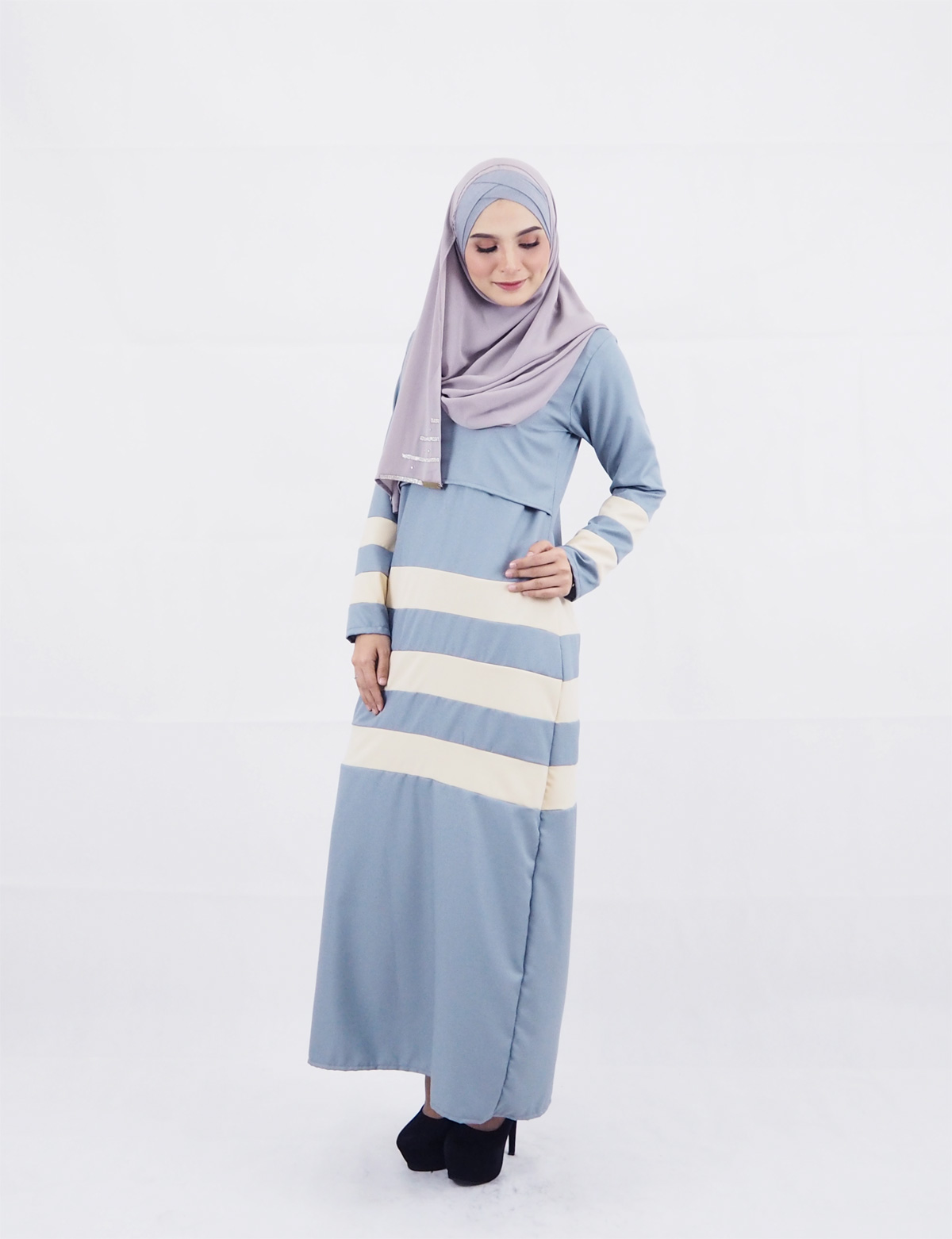 SW4152 Plus Size Breastfeeding Jubah Grey