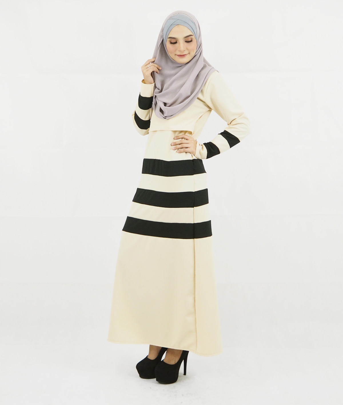 SW4153 Plus Size Breastfeeding Jubah Cream