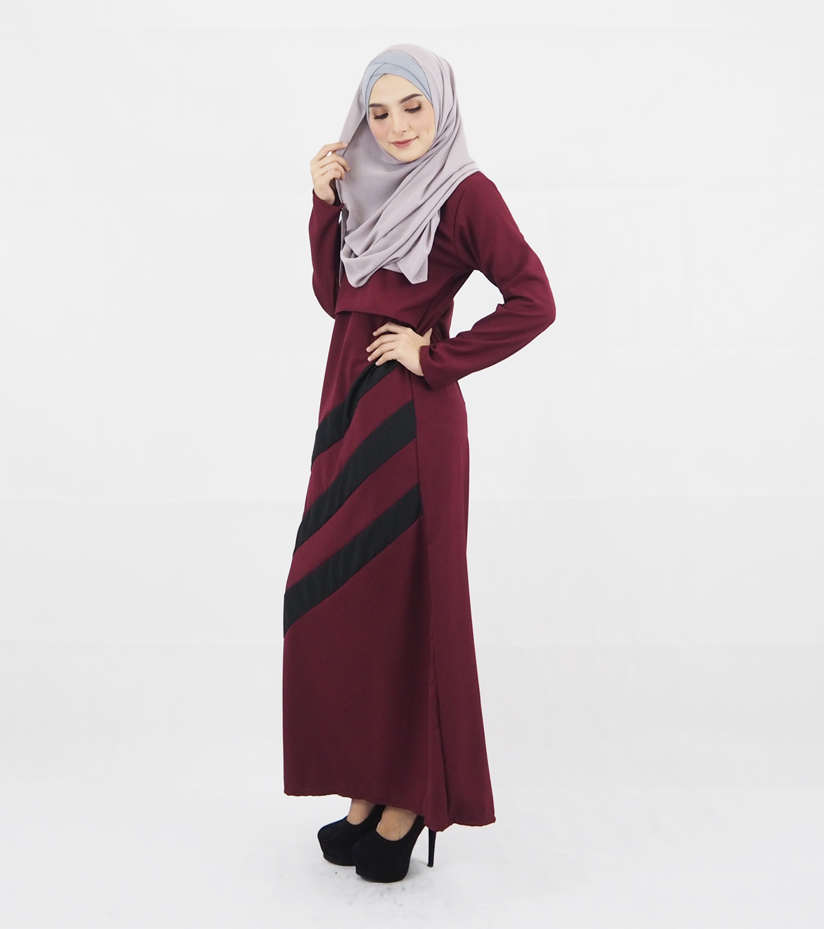 SW4156 Breastfeeding Jubah Dress Maroon