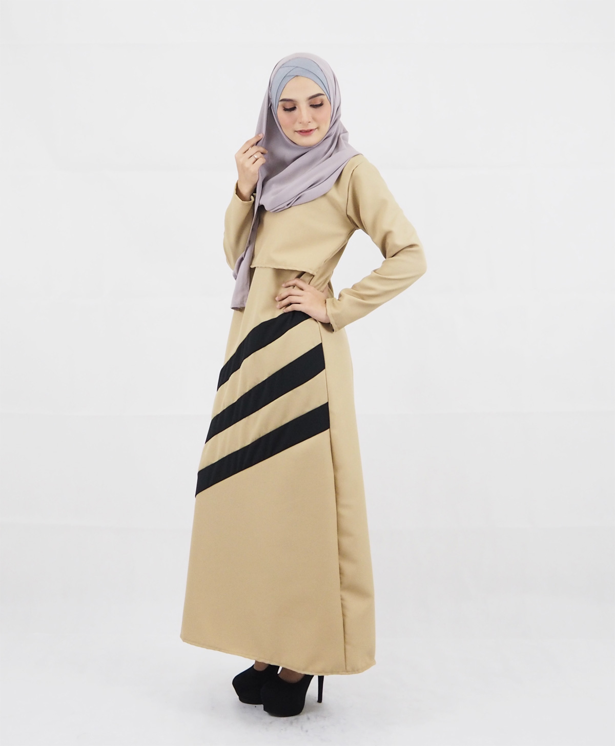 SW4157 Breastfeeding Jubah Dress Brown