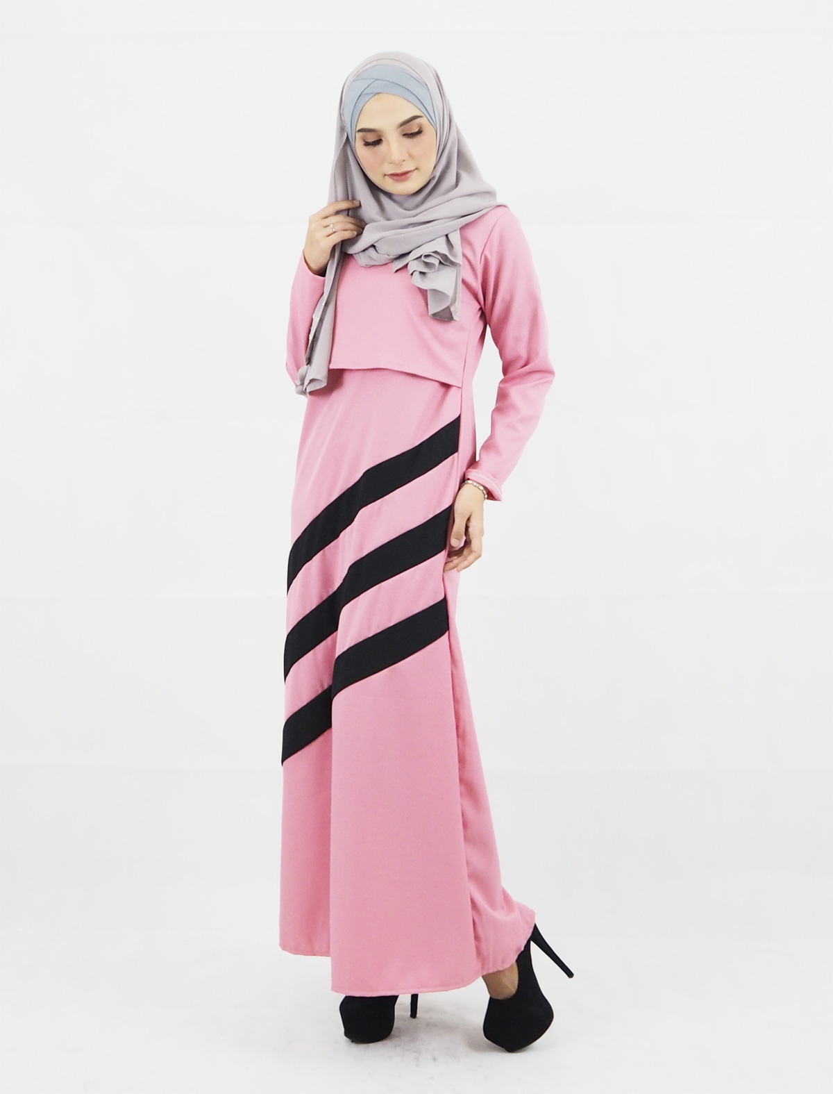 SW4161 Breastfeeding Jubah Dress Pink