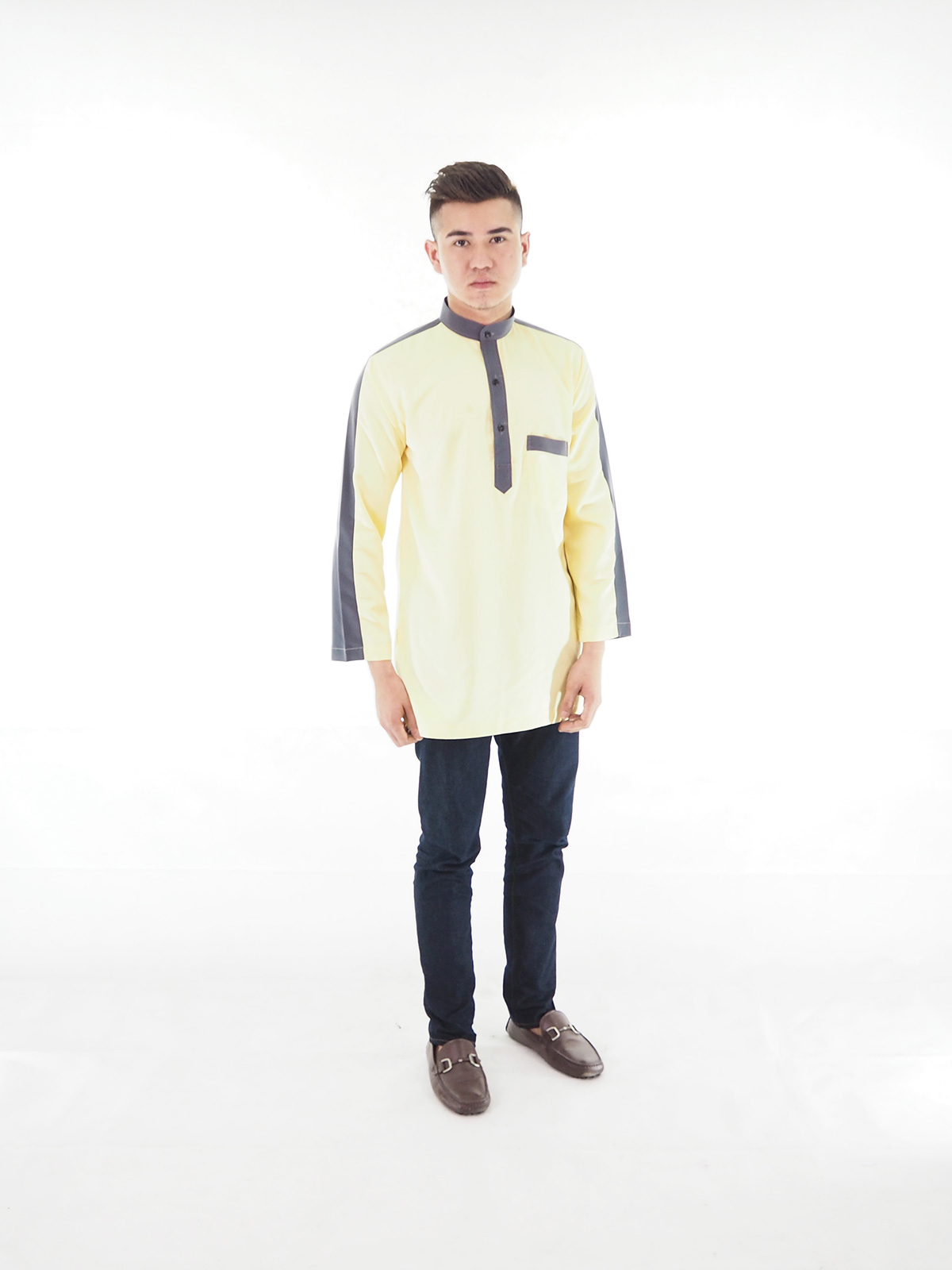 SW4164 Fashion Men Blouse Kurta Yellow