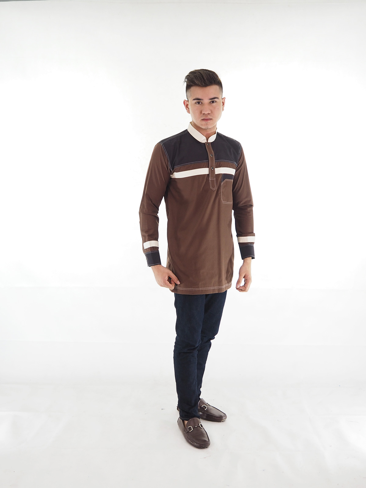 SW4165 Blouse Kurta Men Brown