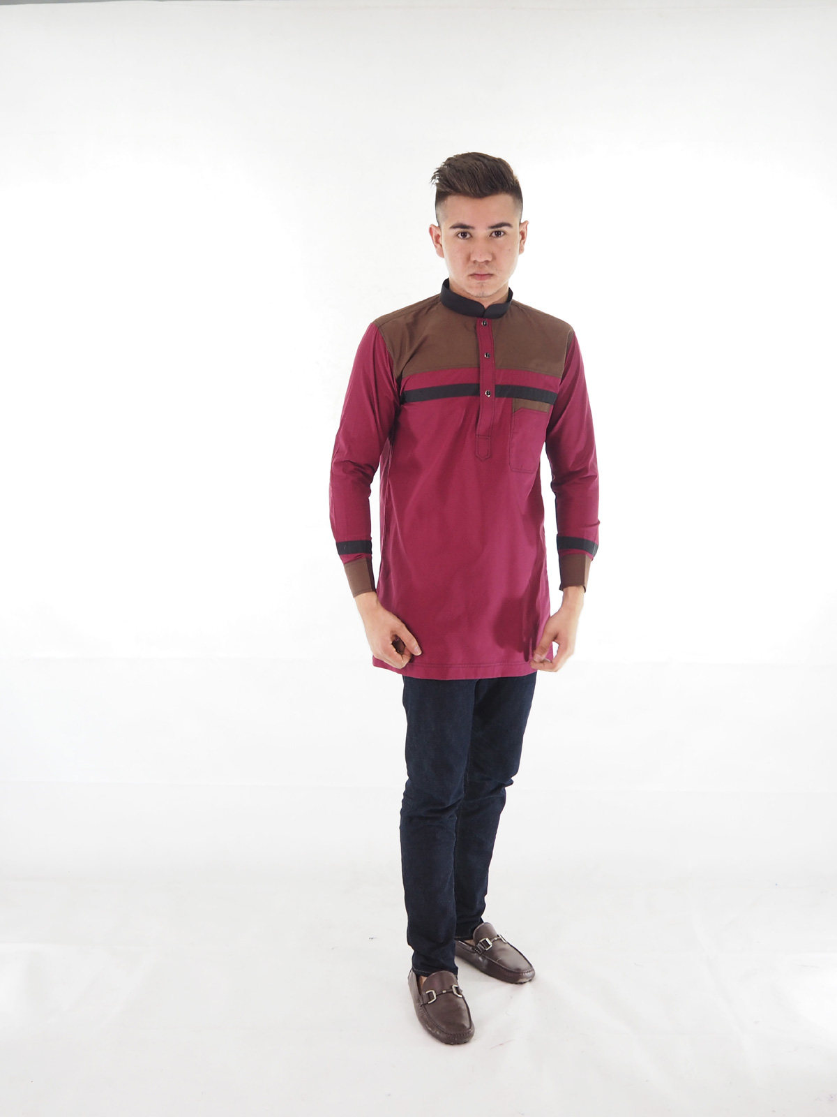 SW4164 Fashion Men Blouse Kurta Maroon