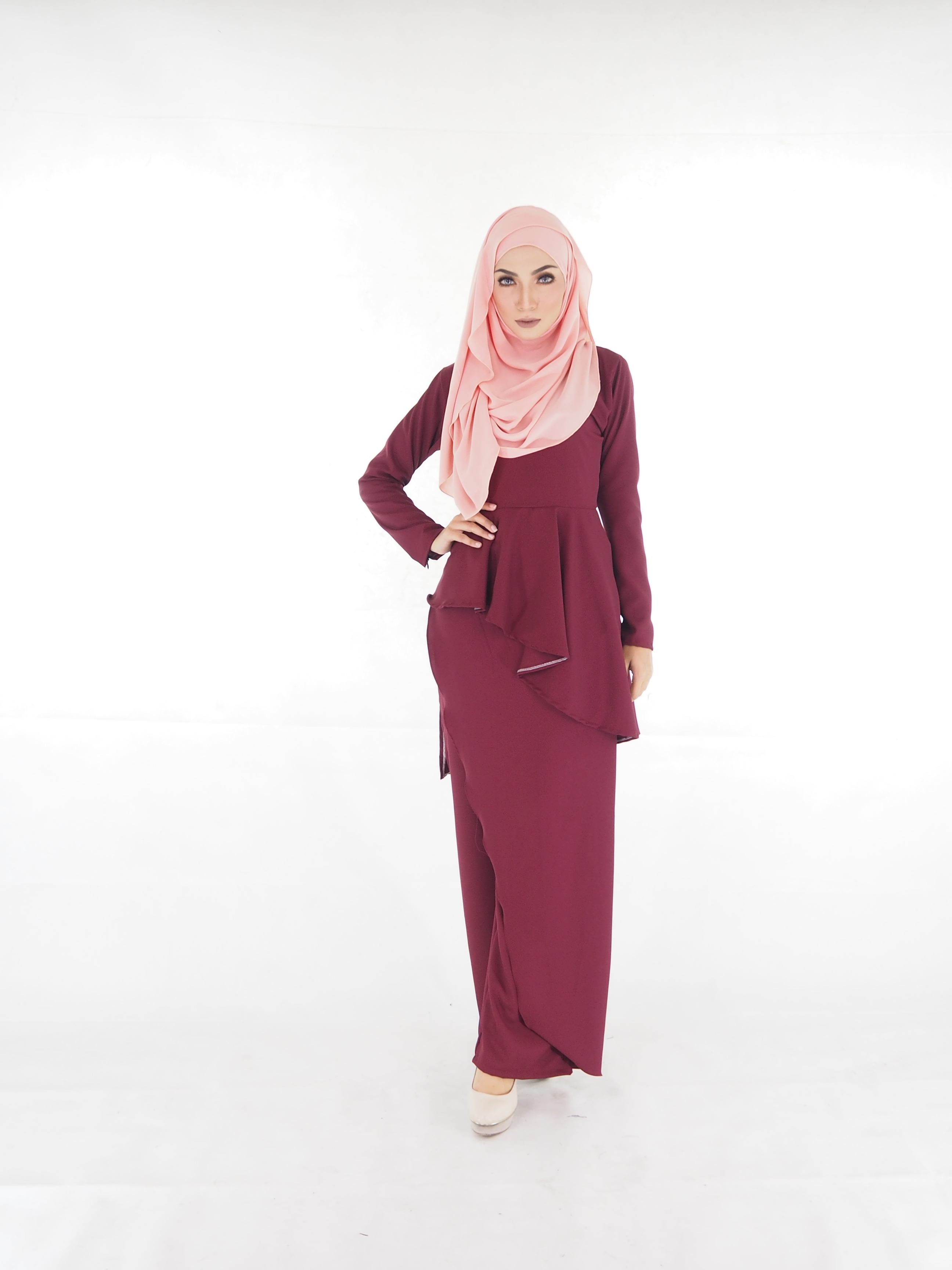 SW4027 Set Blouse+Pants Palazzo Maroon