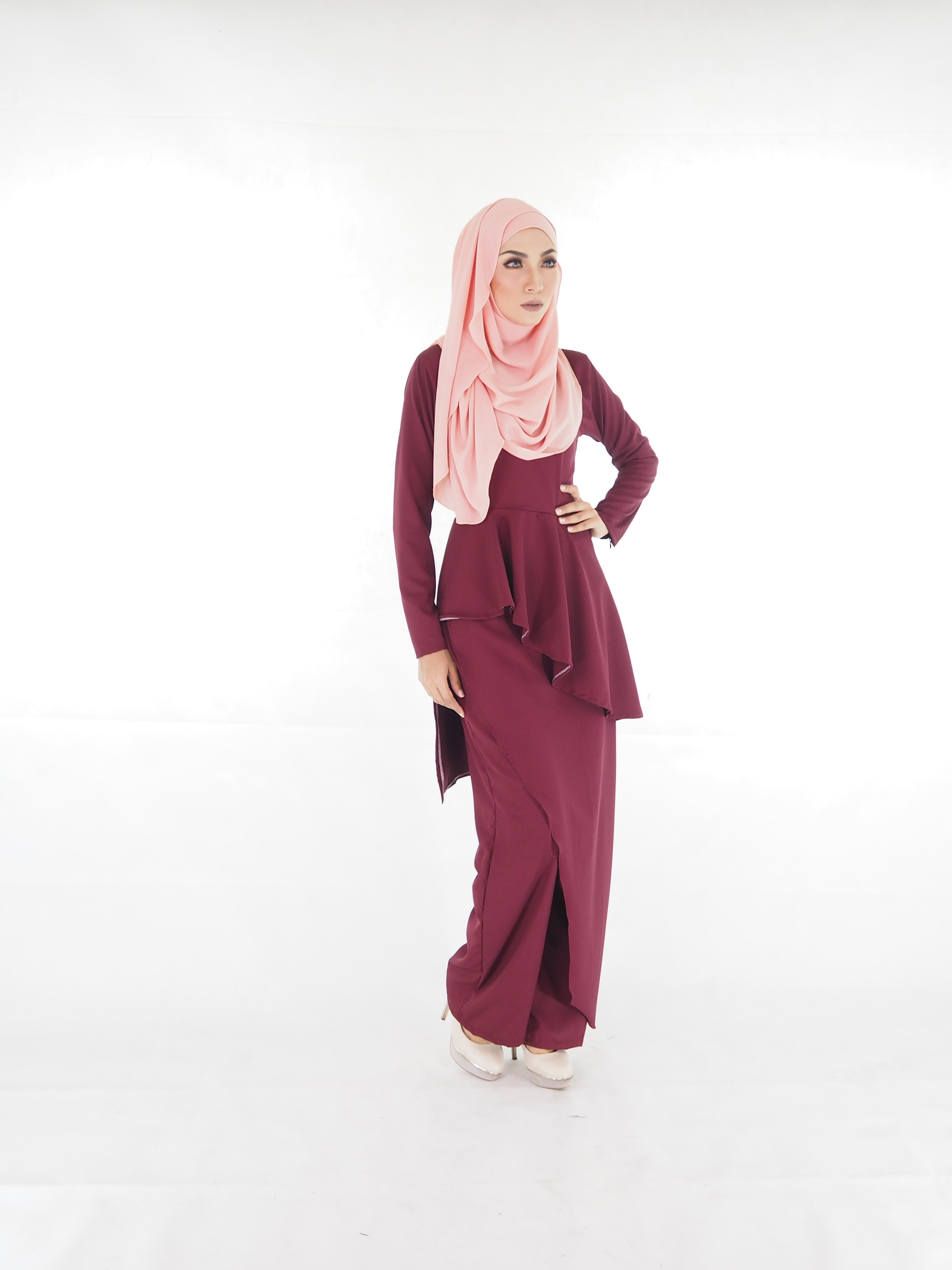 SW4027 Set Blouse+Pants Palazzo Maroon