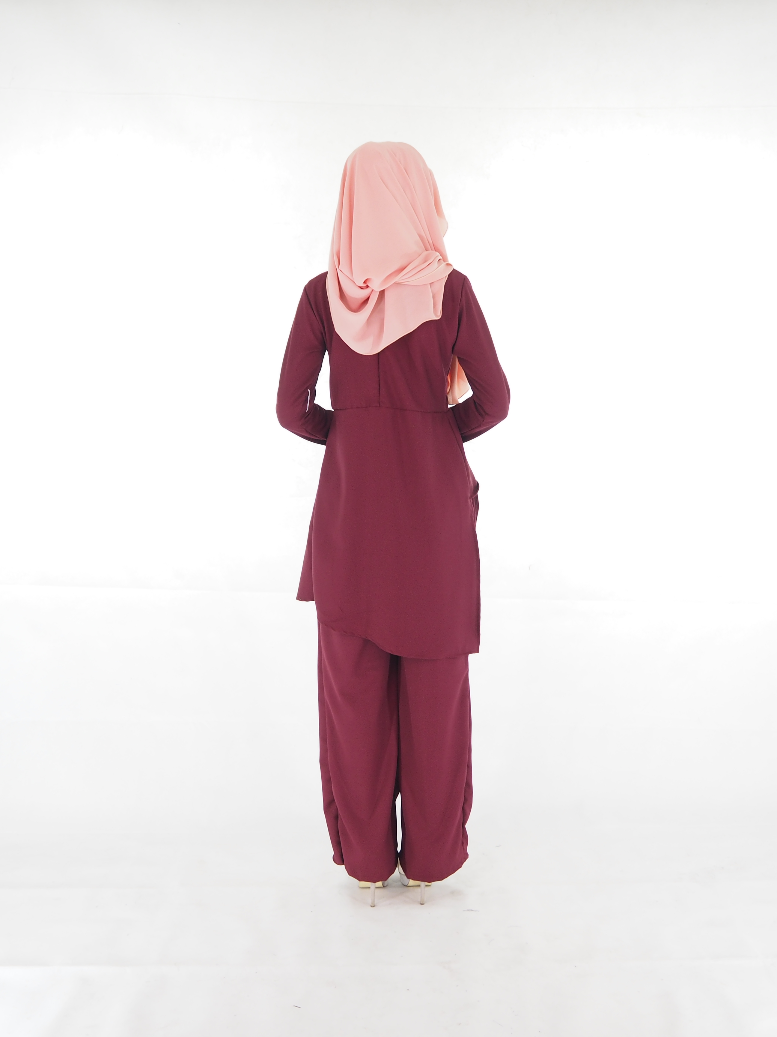 SW4027 Set Blouse+Pants Palazzo Maroon