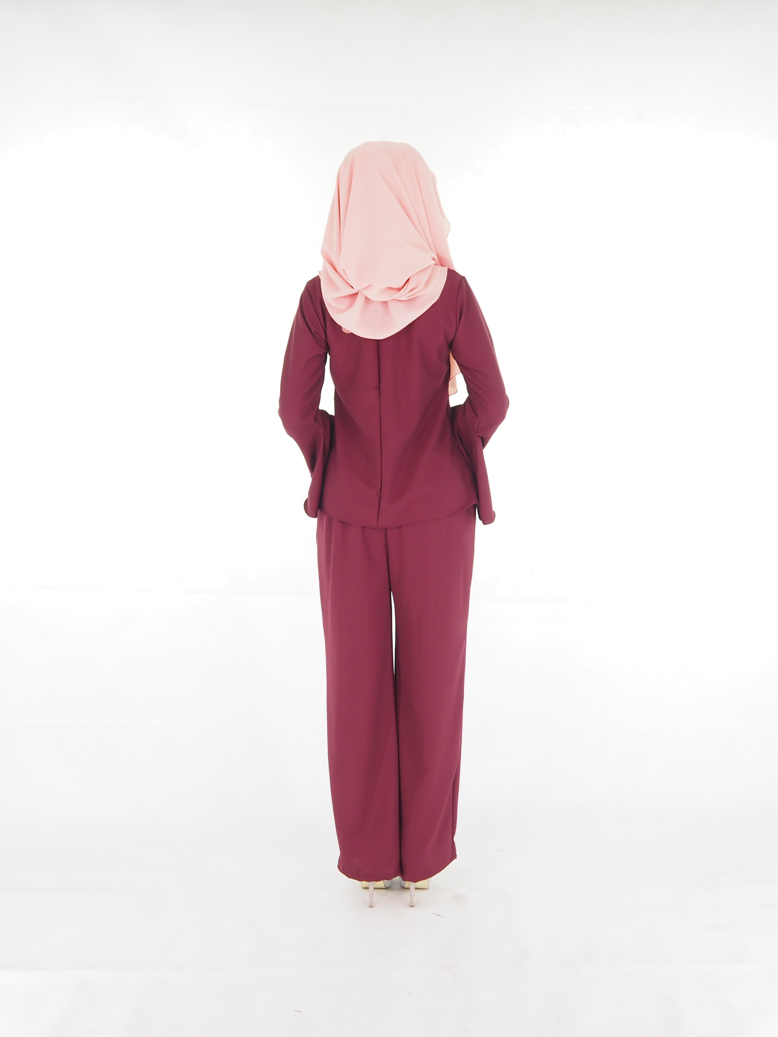 SW4028 Set Blouse+Pants Palazzo Maroon