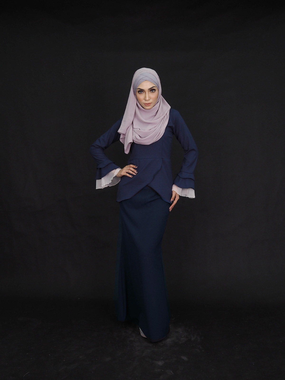SW4245 Baju Kurung (PLUS SIZE) Dark Blue