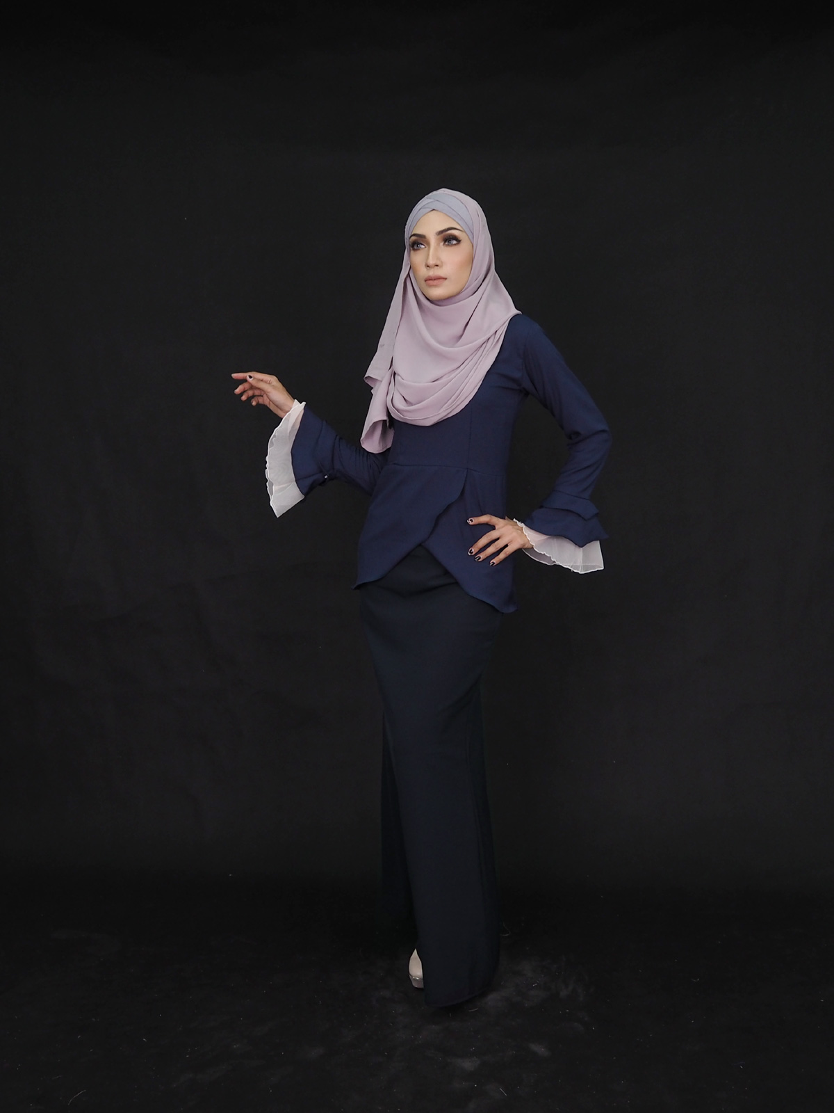 SW4245 Baju Kurung (PLUS SIZE) Dark Blue