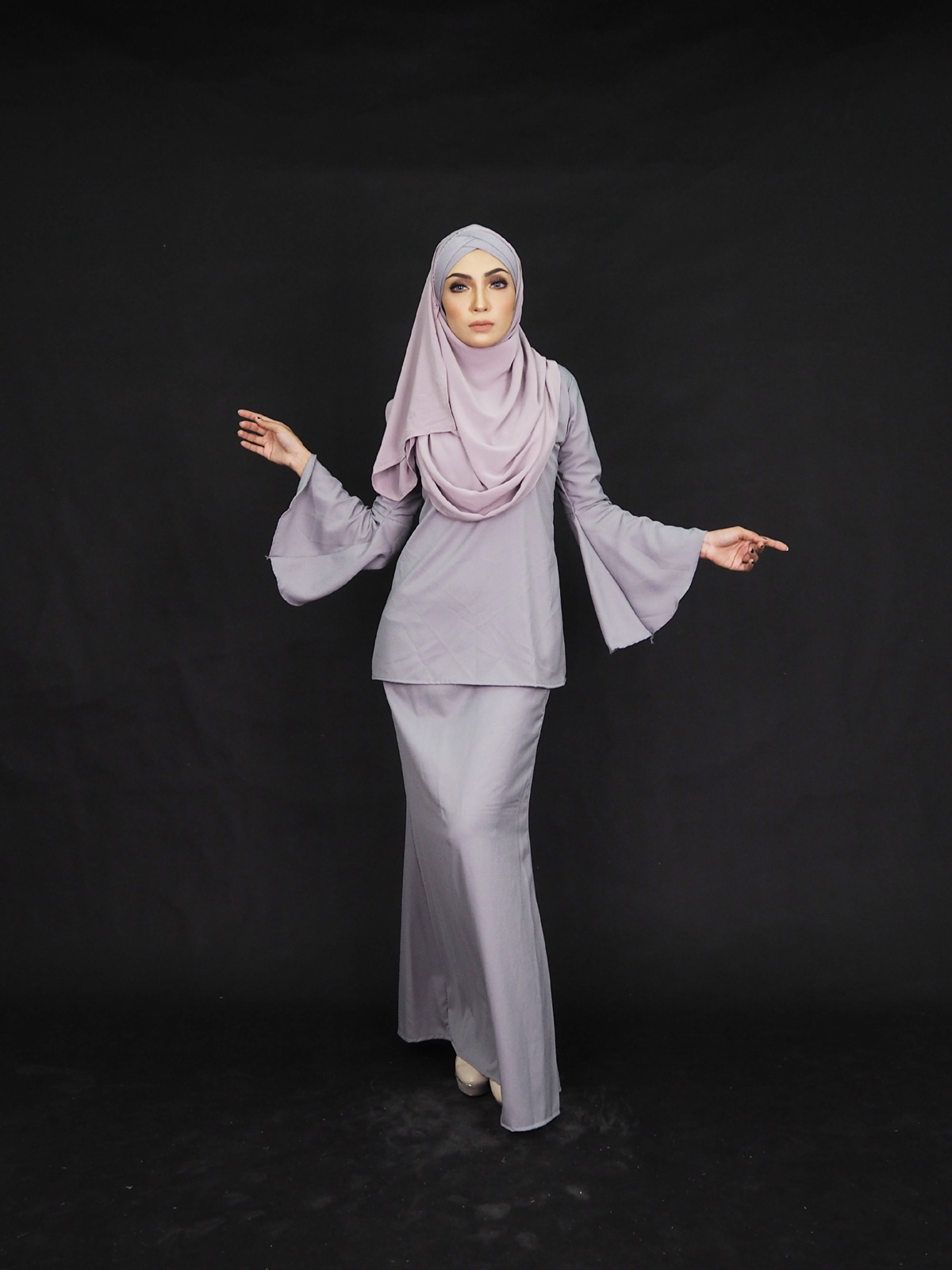 SW4249 Baju Kurung (PLUS SIZE) Grey