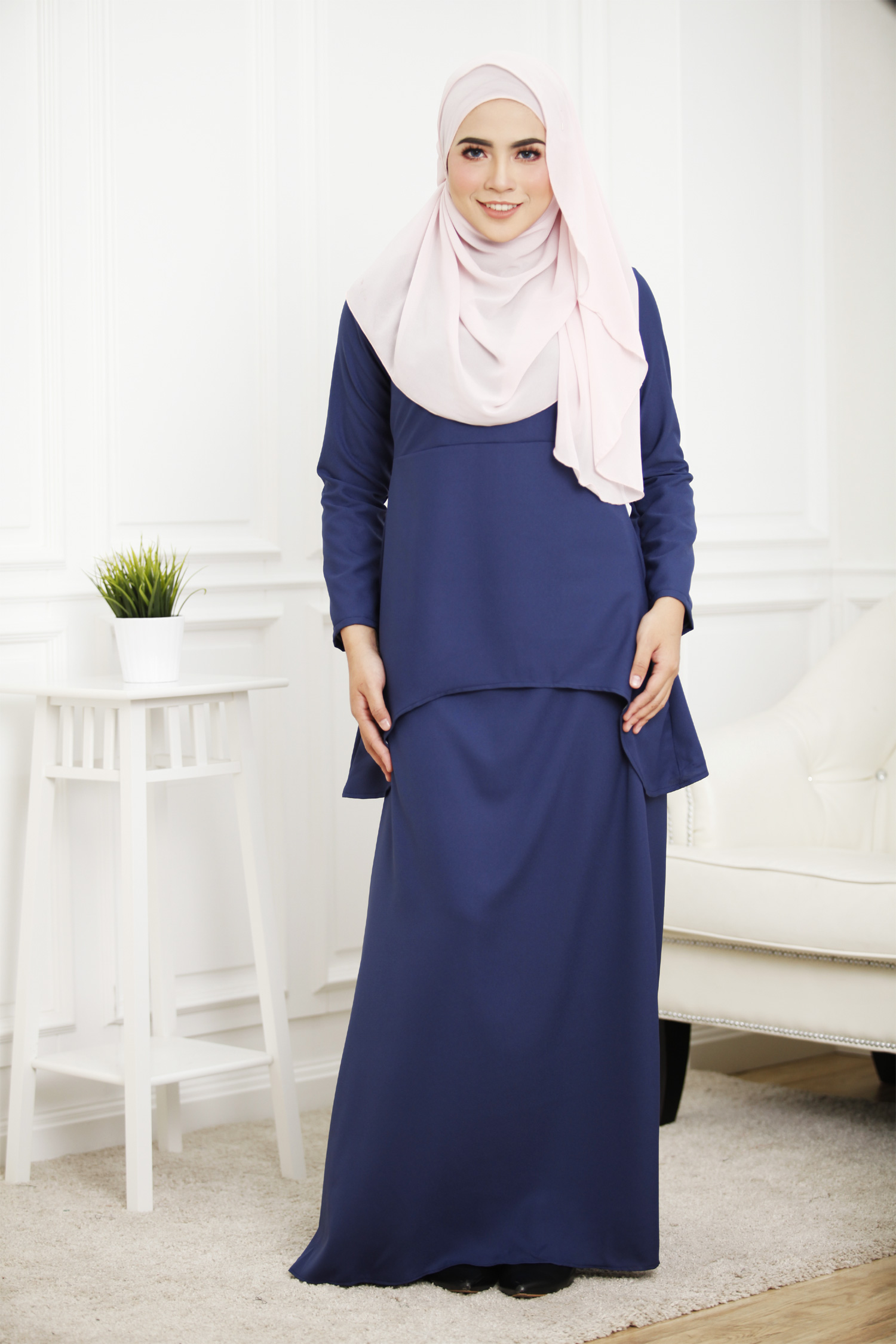 SW4262 Baju Kurung (PLUS SIZE ) Dark Blue