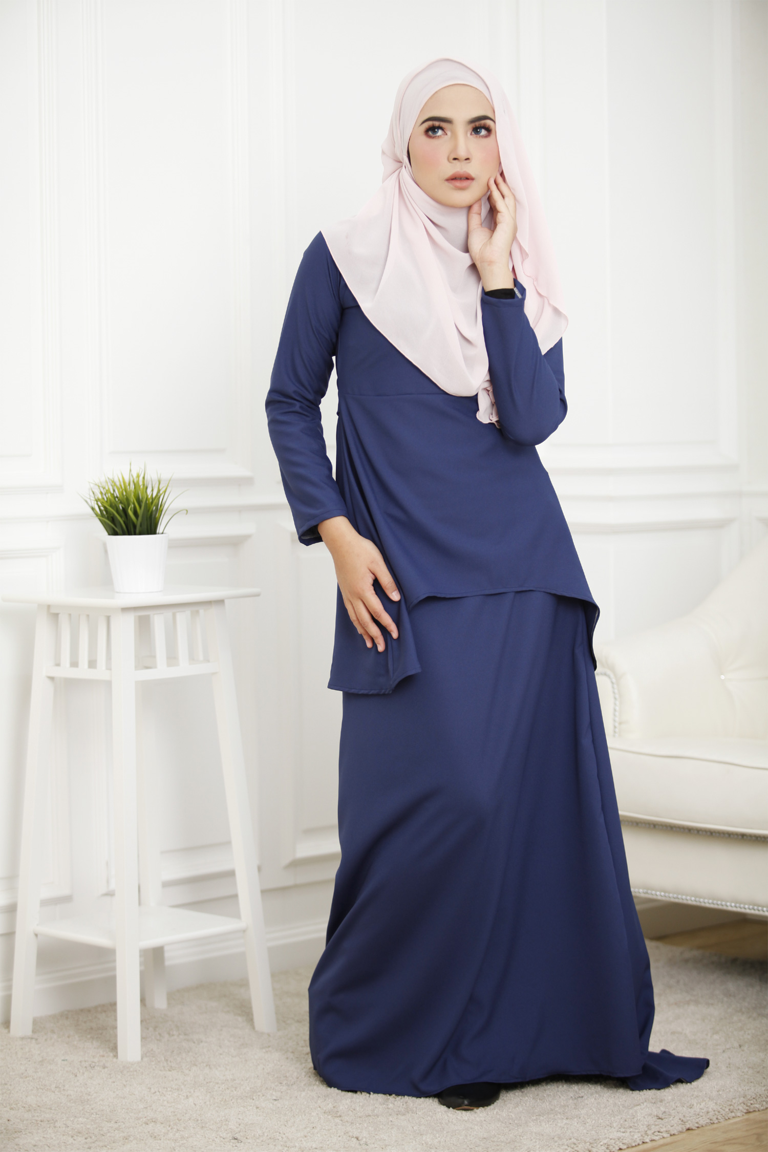 SW4262 Baju Kurung (PLUS SIZE ) Dark Blue