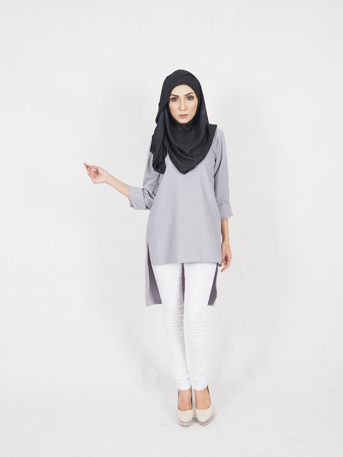 SW4291 Blouse (Plus Size) Grey