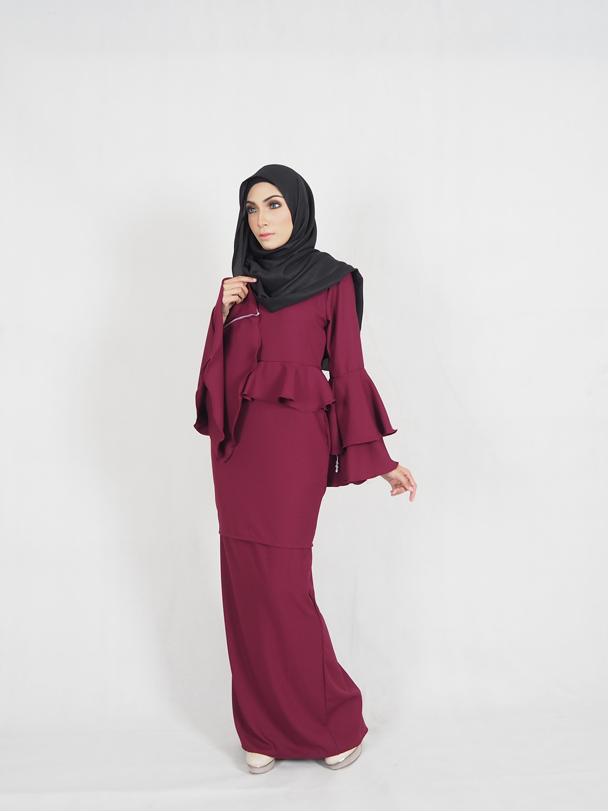 SW4316 Baju Kurung Maroon