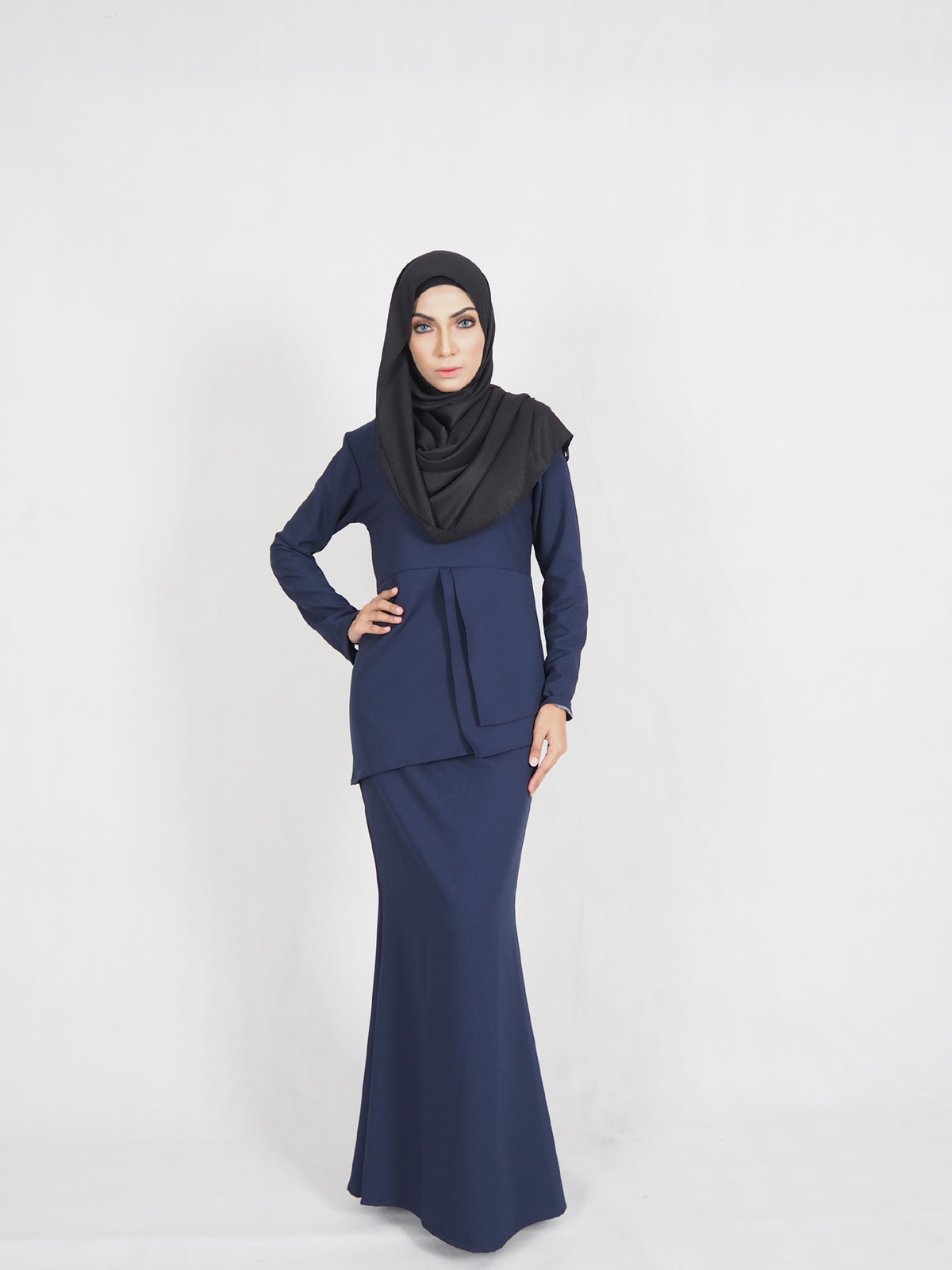 SW4333 Baju Kurung (PLUS SIZE) Dark Blue
