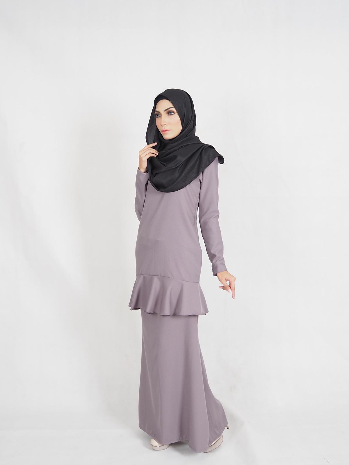 SW4342 Baju Kurung (PLUS SIZE) Grey