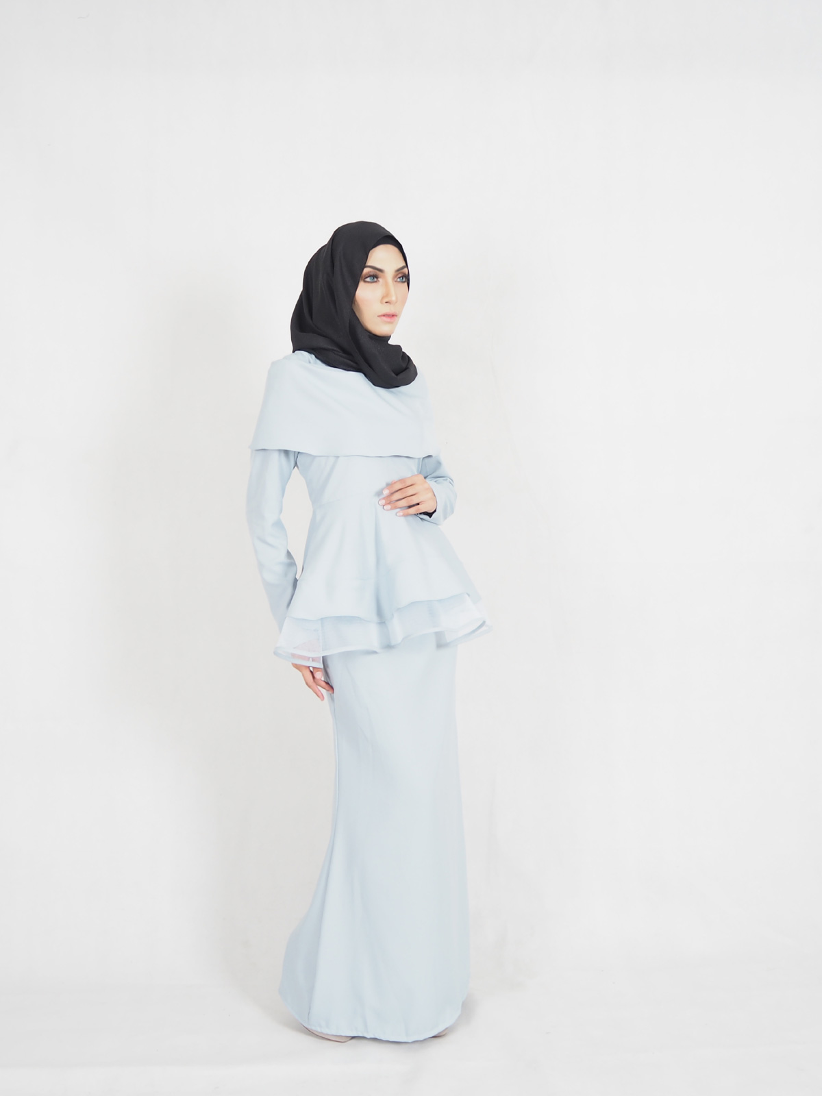 SW4355 Baju Kurung (PLUS SIZE) Light Blue