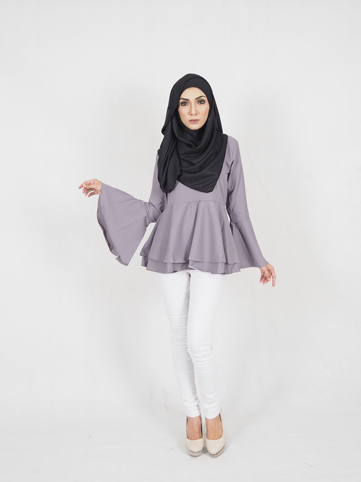 SW4357 Fashion Blouse (Plus Size) Grey