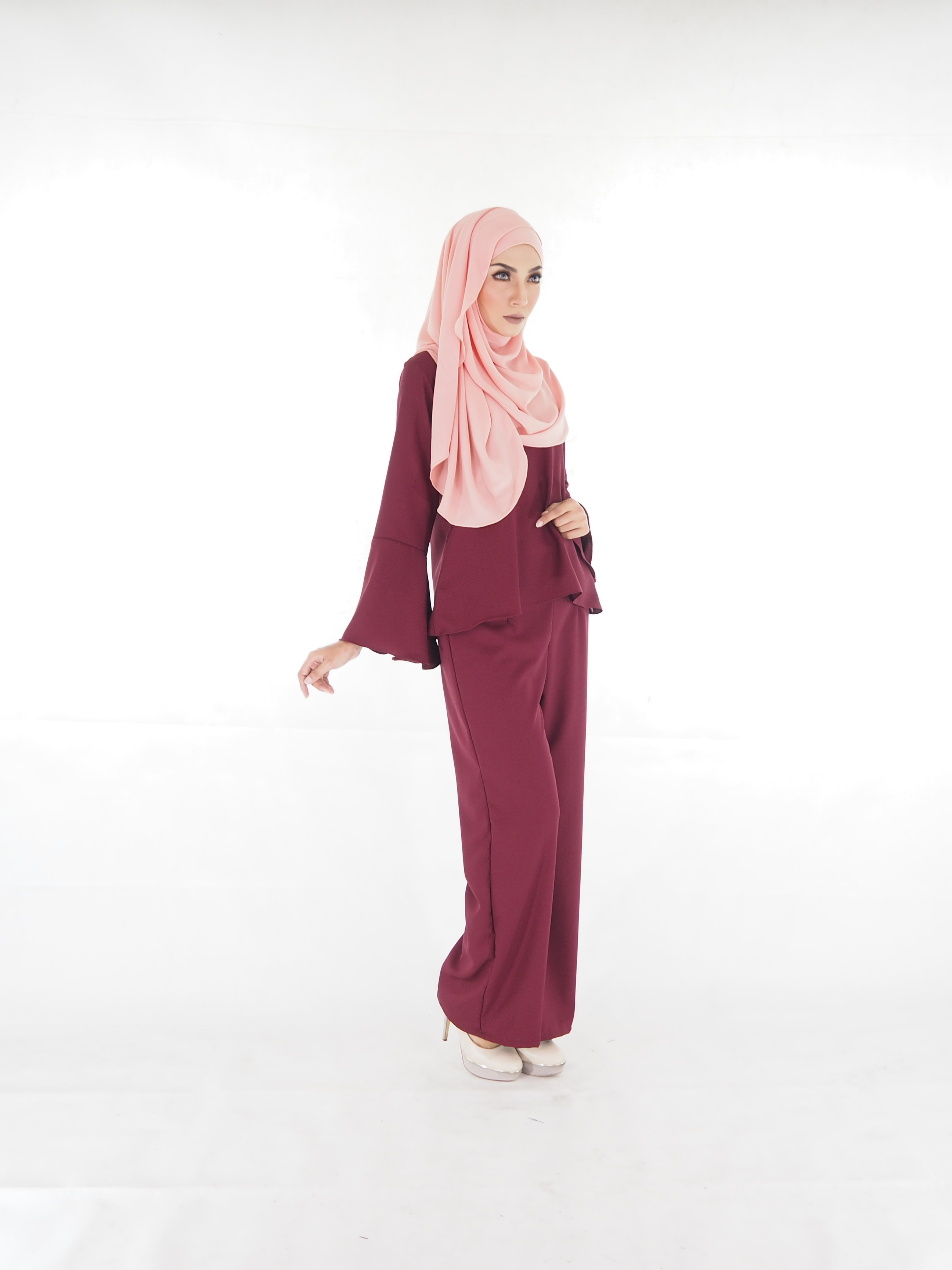 SW4358 Blouse+ Pant (PLUS SIZE) Maroon