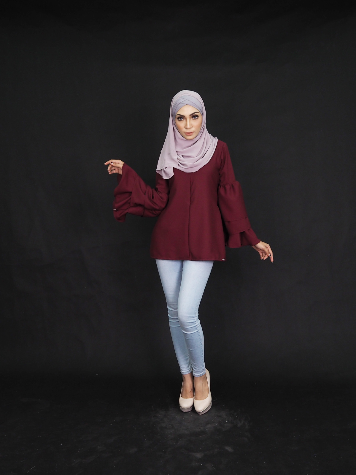 SW4362 Blouse (PLUS SIZE) Maroon