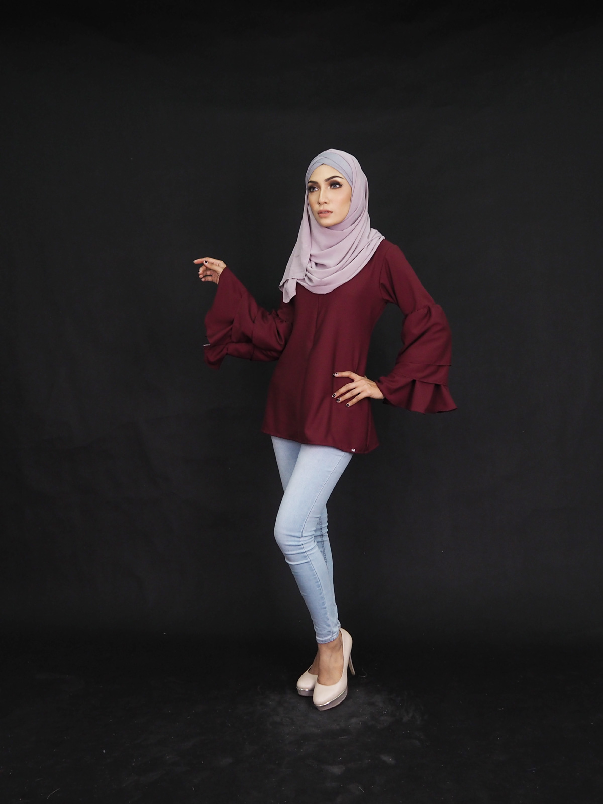 SW4362 Blouse (PLUS SIZE) Maroon