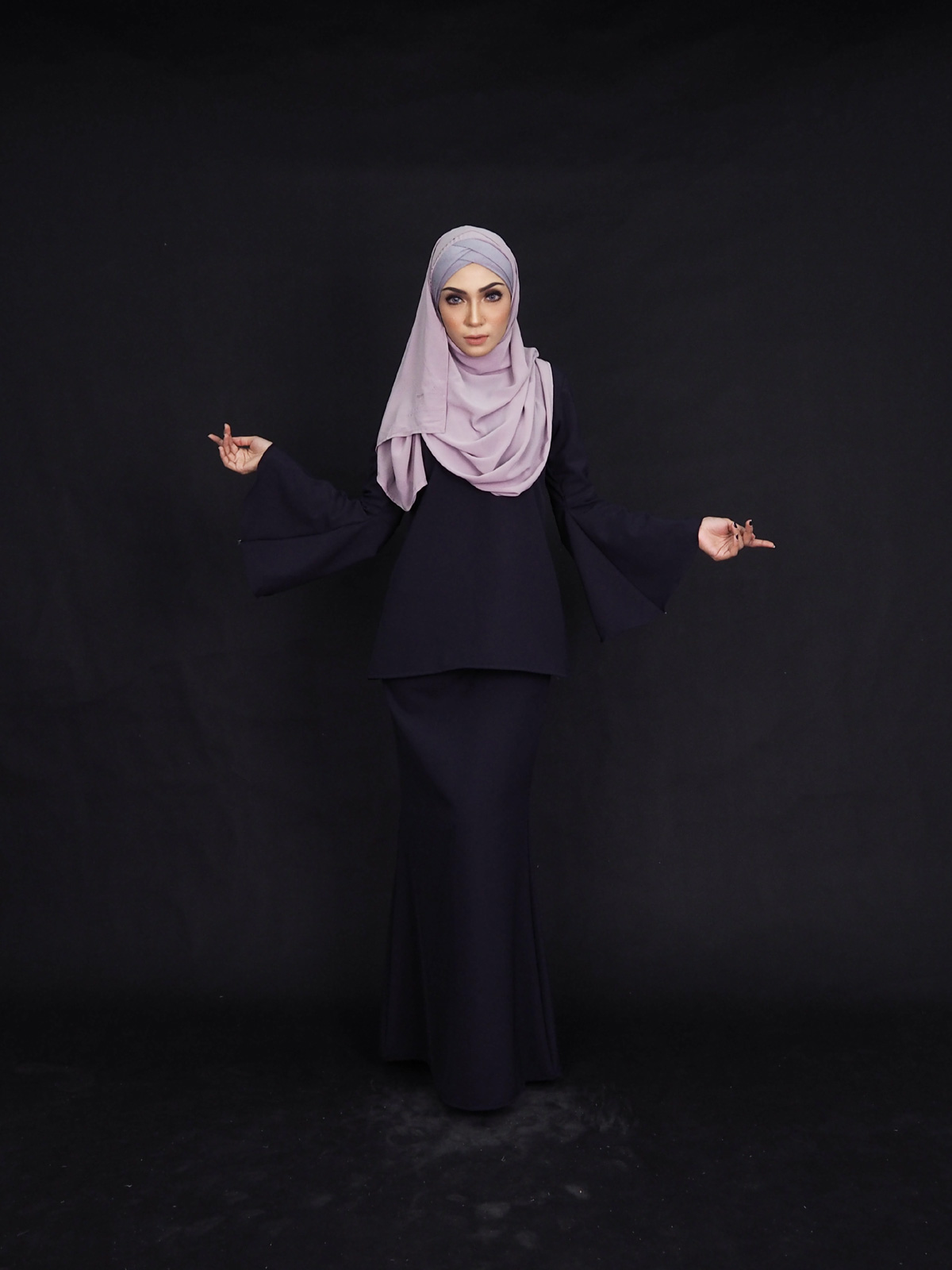 SW4367 Baju Kurung (PLUS SIZE) Dark Blue