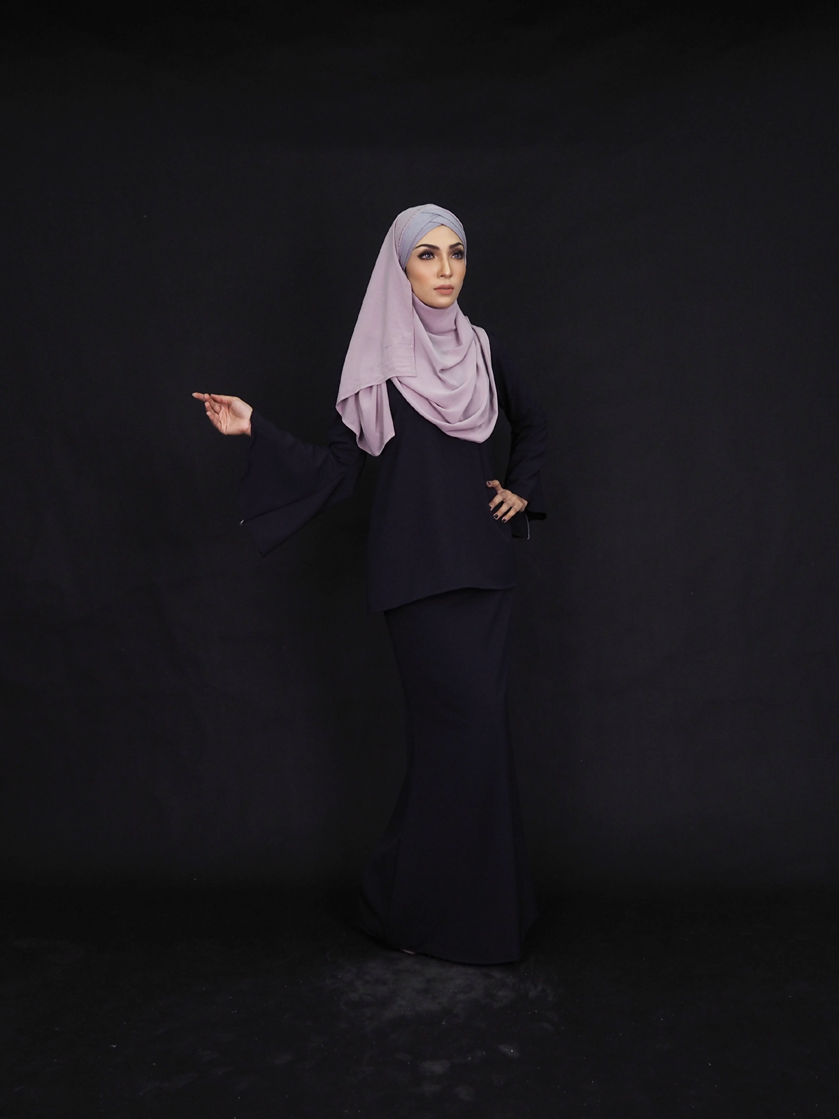 SW4367 Baju Kurung (PLUS SIZE) Dark Blue