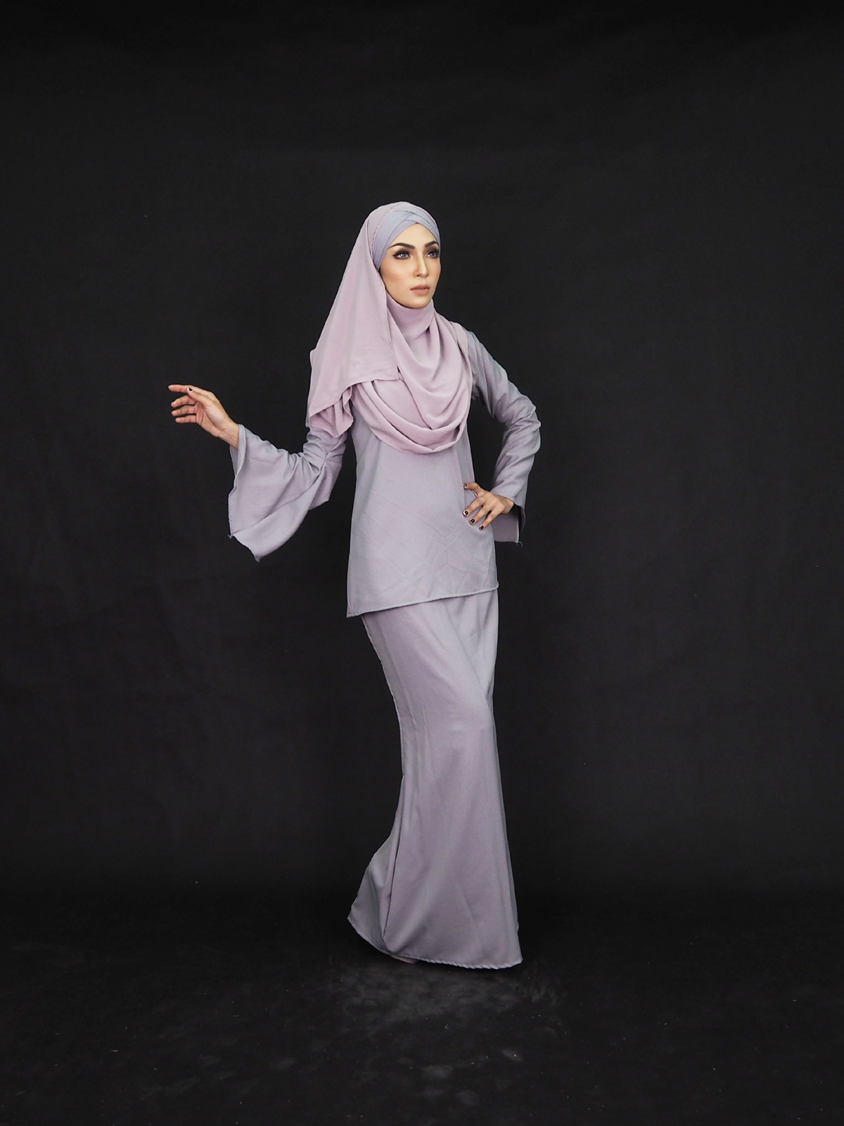 SW4367 Baju Kurung (PLUS SIZE) Grey