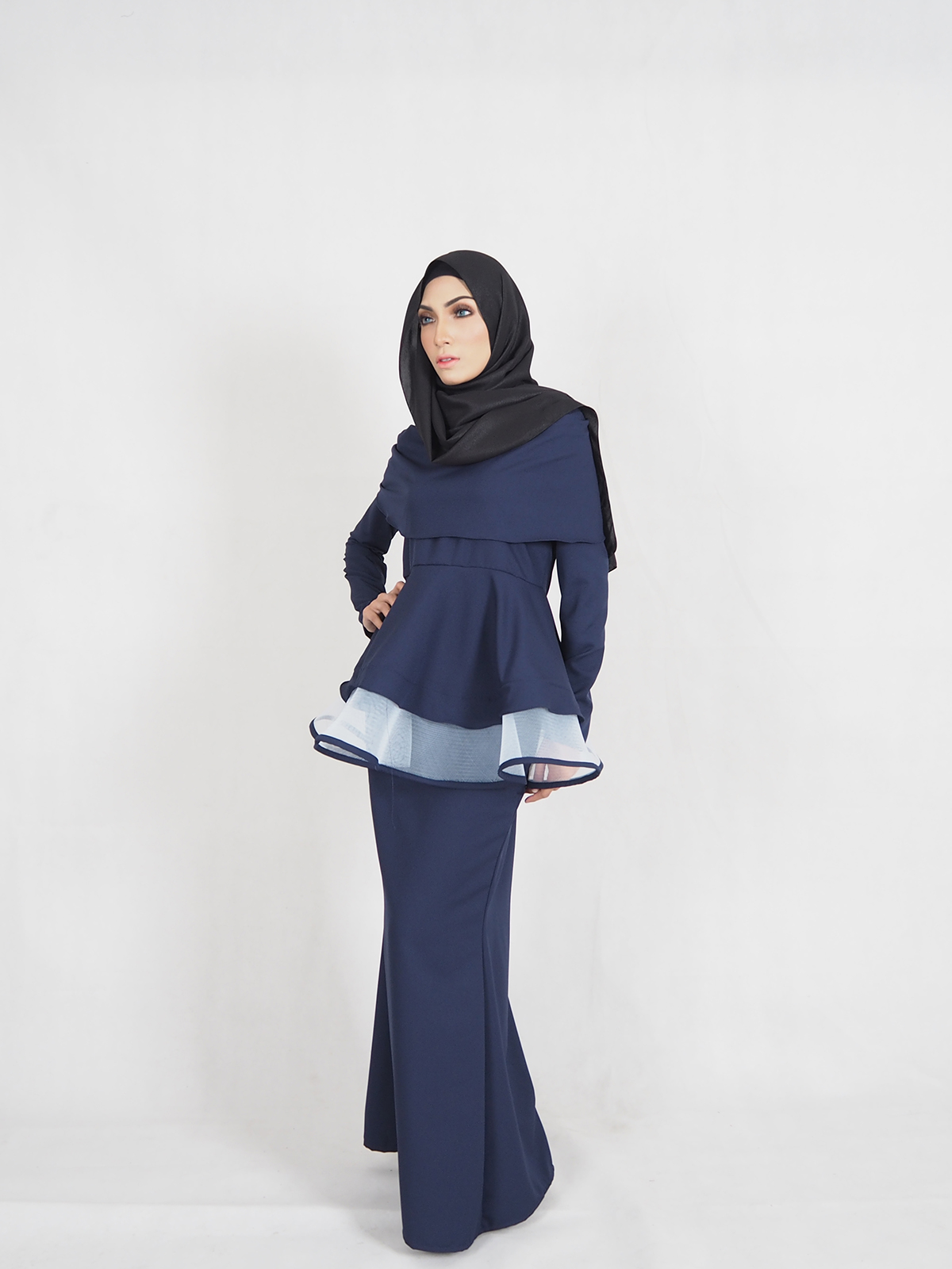SW4376 Baju Kurung (PLUS SIZE BREASTFEEDING) Dark Blue