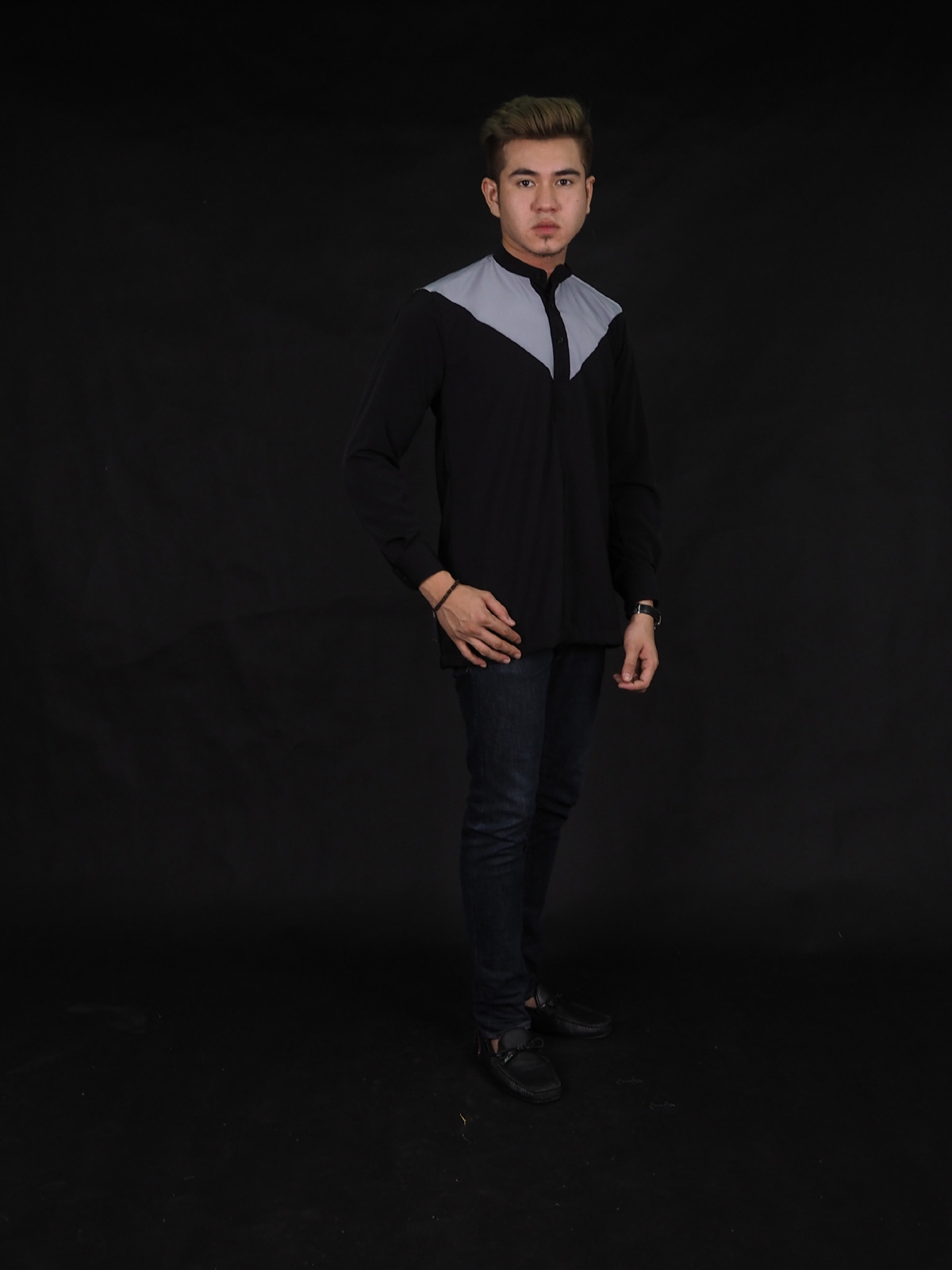 SW4385 Kurta Cotton (PLUS SIZE MEN) Black Grey