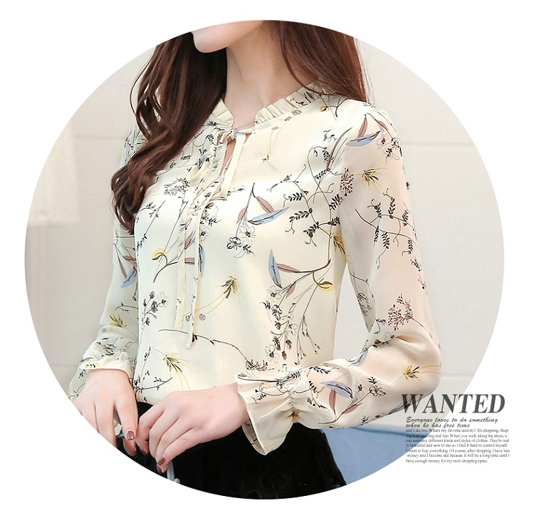 EW2443 Fashion Chiffon Top Almond