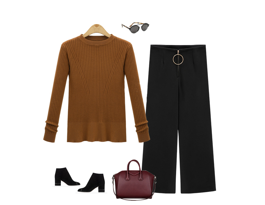 EW2470 Stylish Knit Top Brown